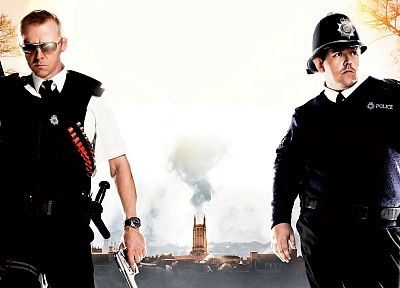 movies, Hot Fuzz, Simon Pegg, Nick Frost - related desktop wallpaper