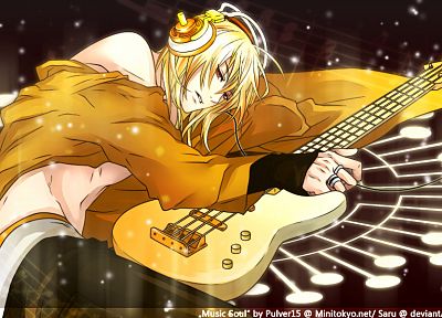 headphones, guitars, anime - related desktop wallpaper