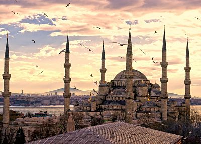 sunset, District, Turkey, Istanbul, Blue Mosque, Sultanahmet - random desktop wallpaper