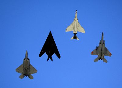 aircraft, military, F-22 Raptor, F-4 Phantom II, F-15 Eagle, Lockheed F-117 Nighthawk - random desktop wallpaper