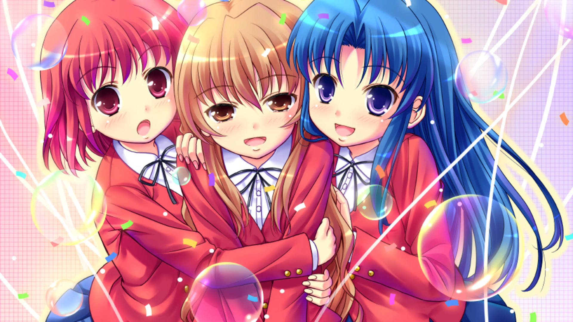 school uniforms, Aisaka Taiga, Kushieda Minori, Toradora, Kawashima Ami, anime girls - desktop wallpaper