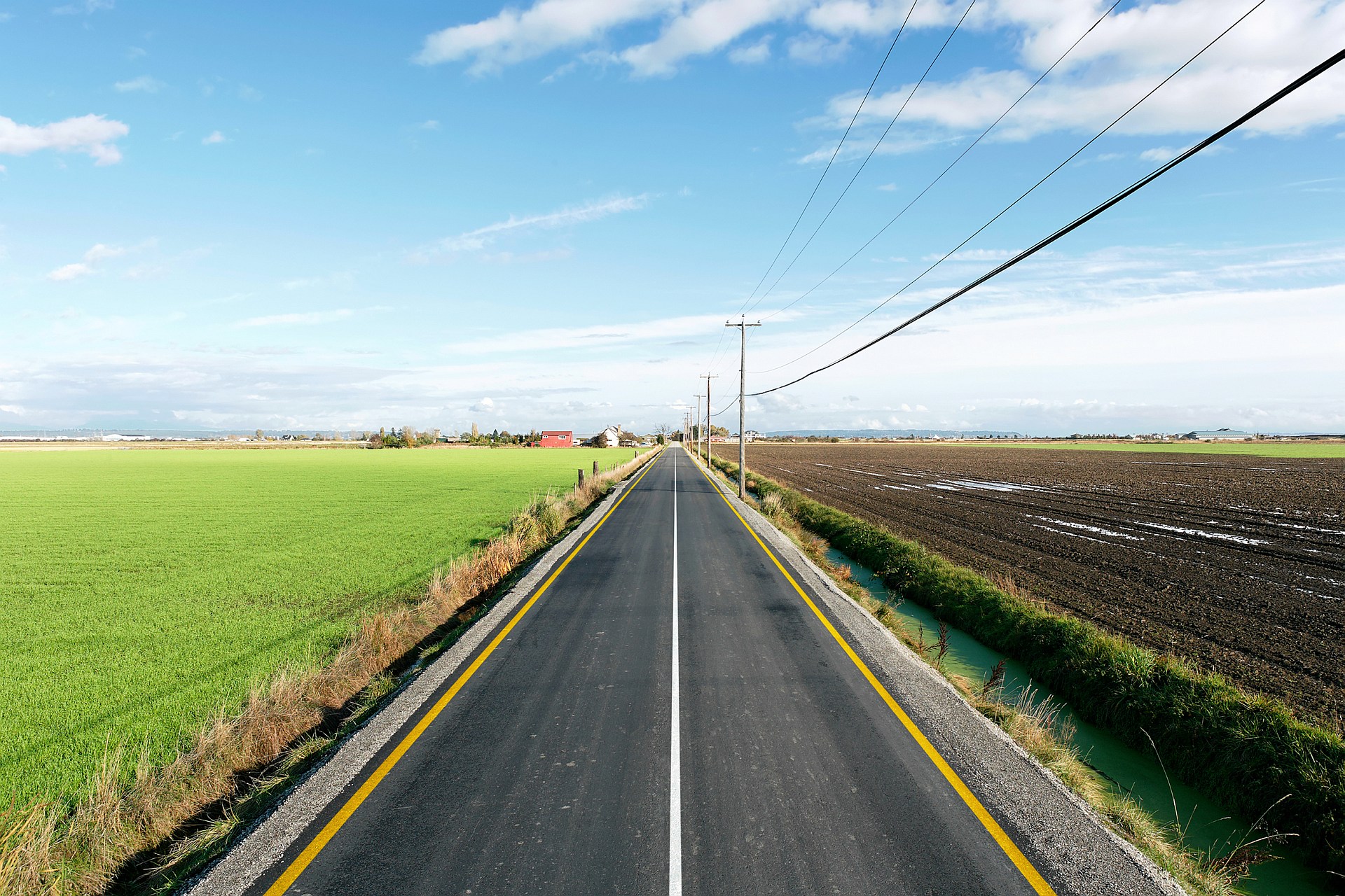 fields, roads - desktop wallpaper