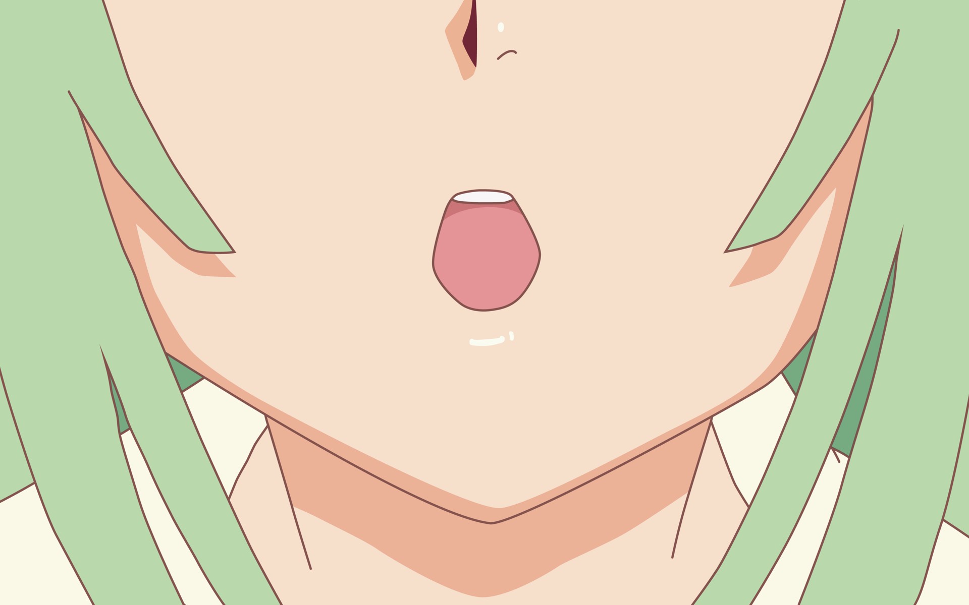 mouth, Bakemonogatari, green hair, Sengoku Nadeko, Monogatari series - desktop wallpaper