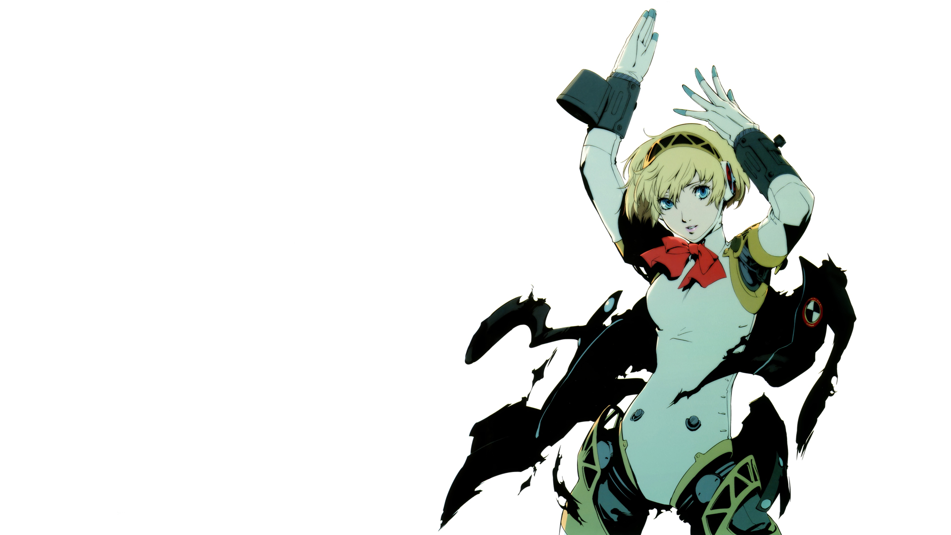 blondes, video games, Persona series, short hair, Persona 3, simple background, anime girls, white background, Aigis - desktop wallpaper