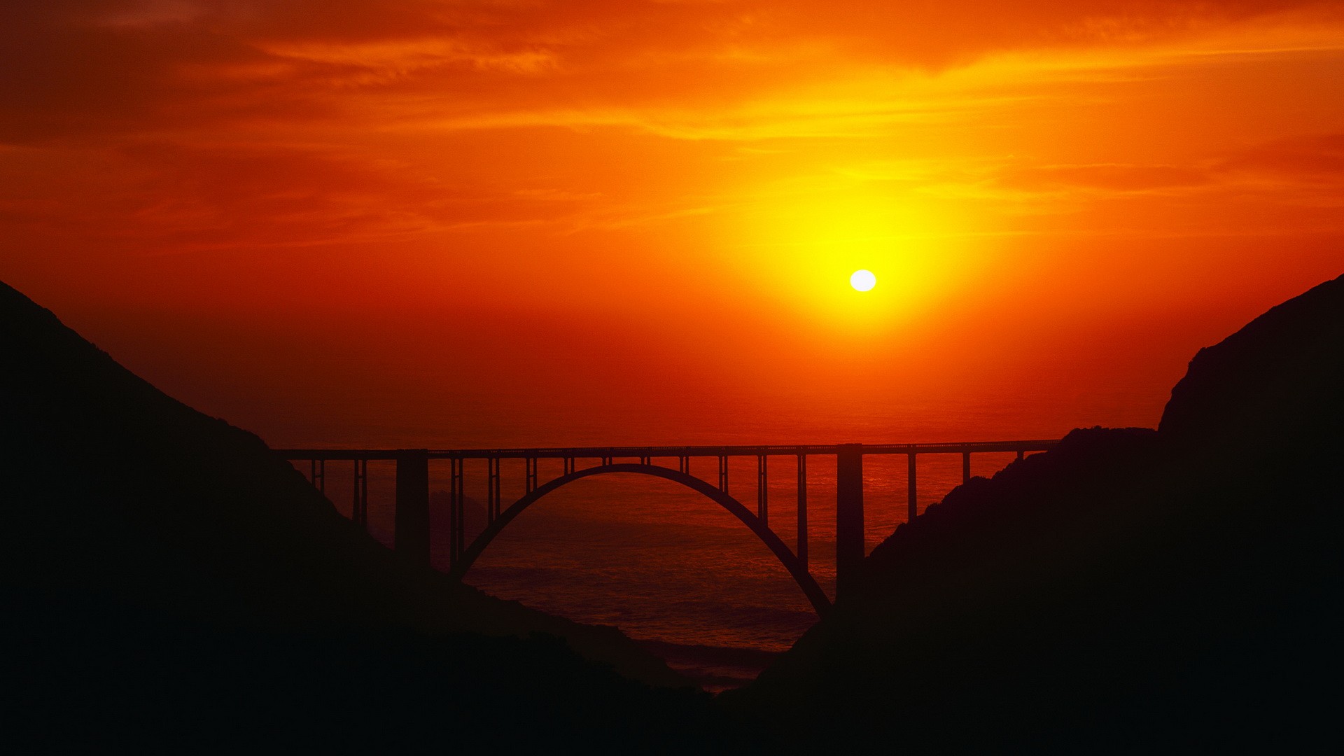 sunset, bridges - desktop wallpaper