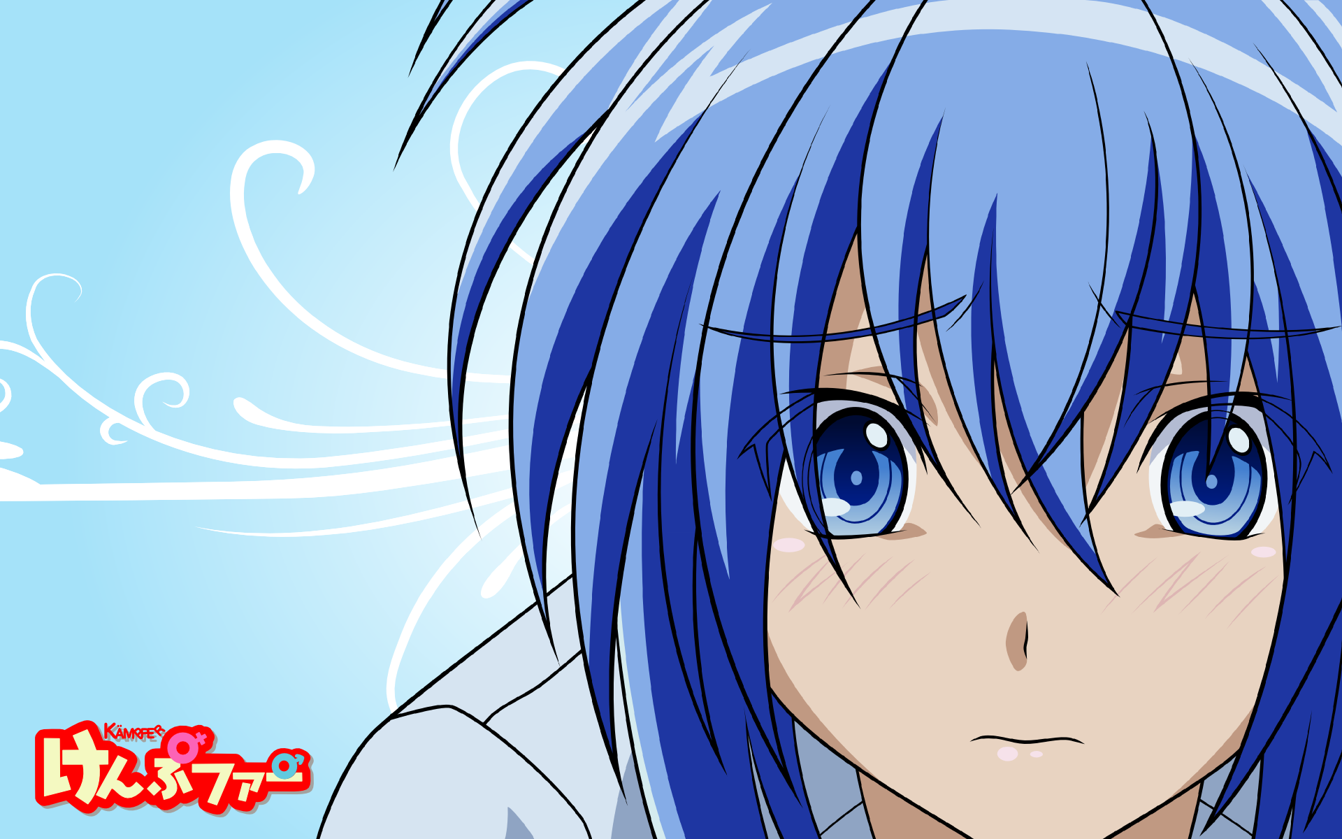 blue eyes, blue hair, Kampfer, Senou Natsuru, faces - desktop wallpaper