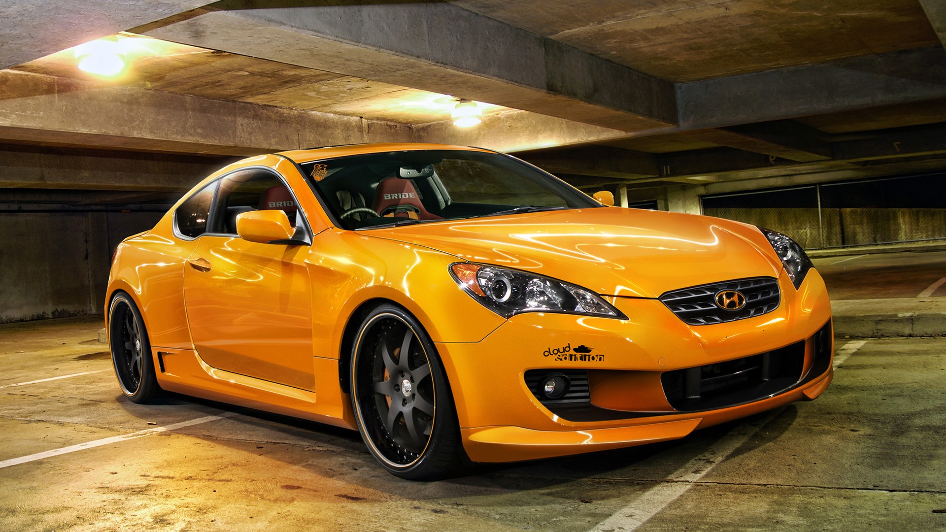 cars, vehicles, Hyundai, Hyundai Genesis, orange cars - desktop wallpaper