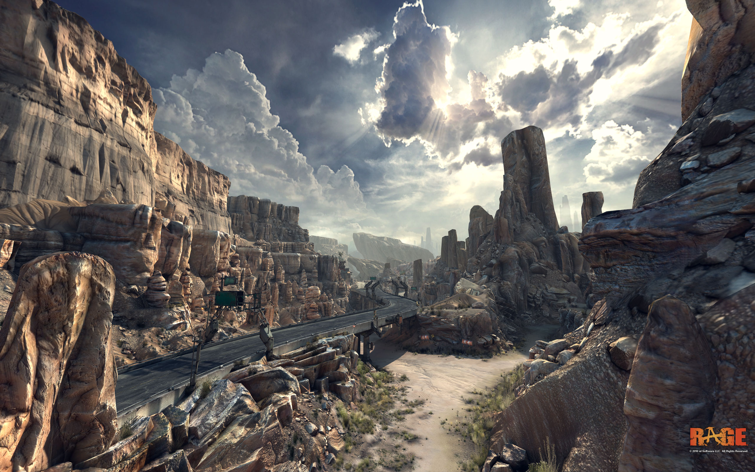 canyon, desert road, Rage (Video Game) - desktop wallpaper