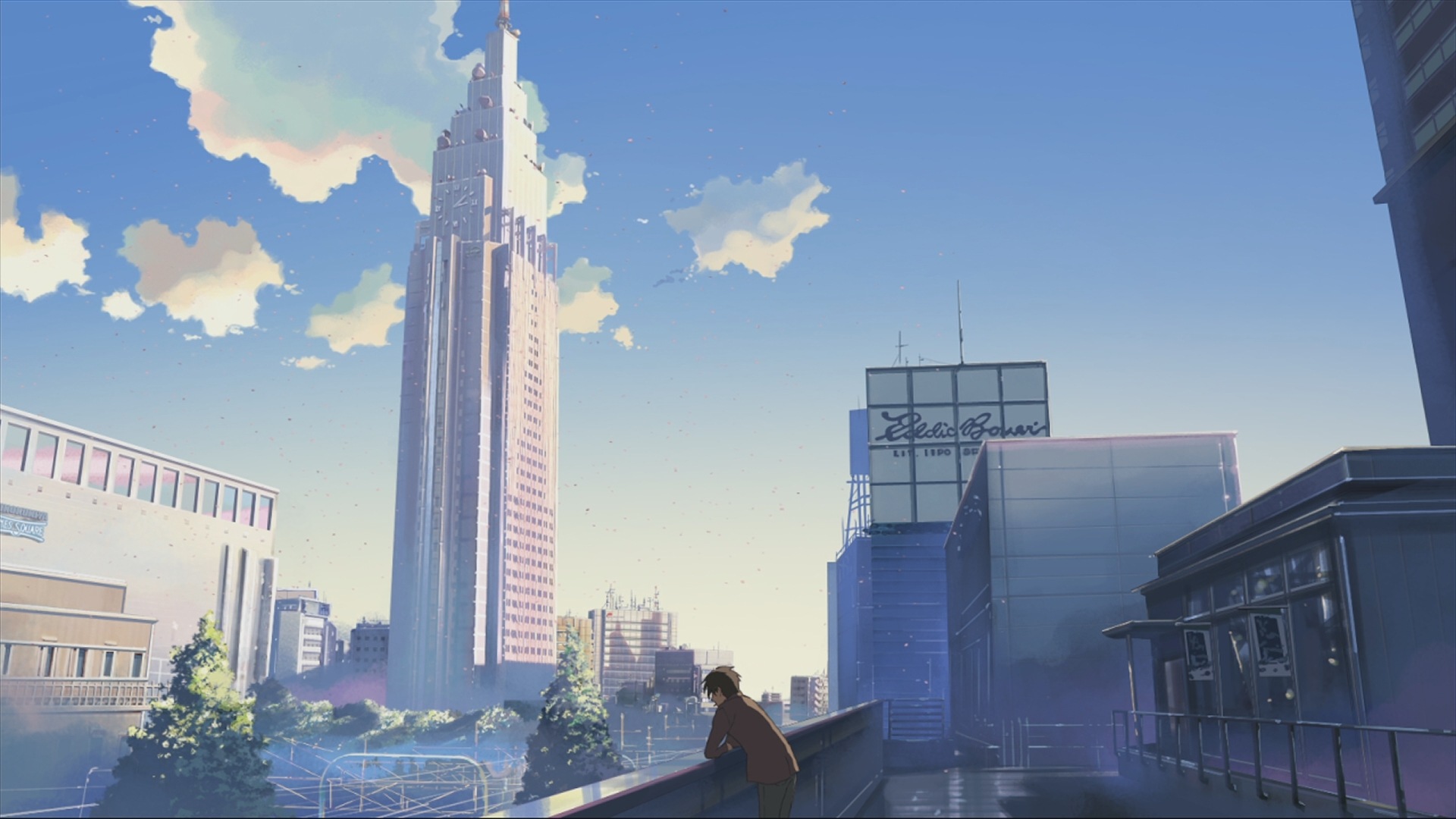 cityscapes, architecture, buildings, downtown, Makoto Shinkai, lonely, 5 Centimeters Per Second, anime - desktop wallpaper