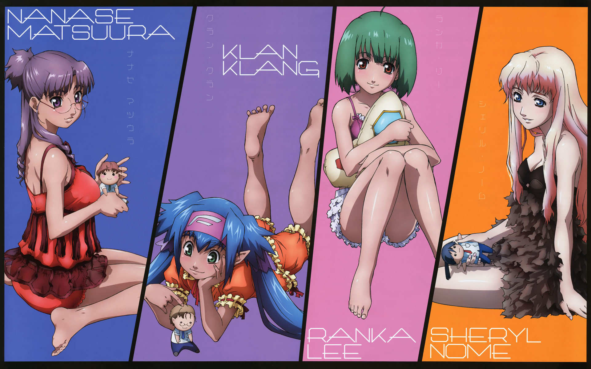 Macross, Macross Frontier, anime, anime girls, Lee Ranka, Nome Sheryl, Klan Klang - desktop wallpaper