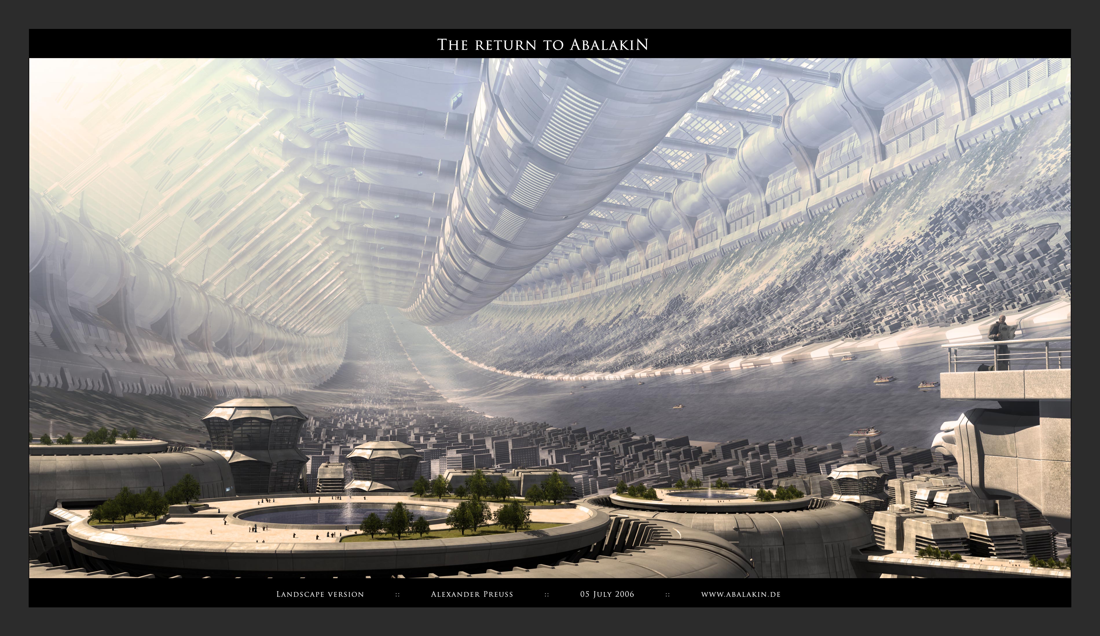 futuristic, architecture, buildings, digital art, Stanford torus - desktop wallpaper