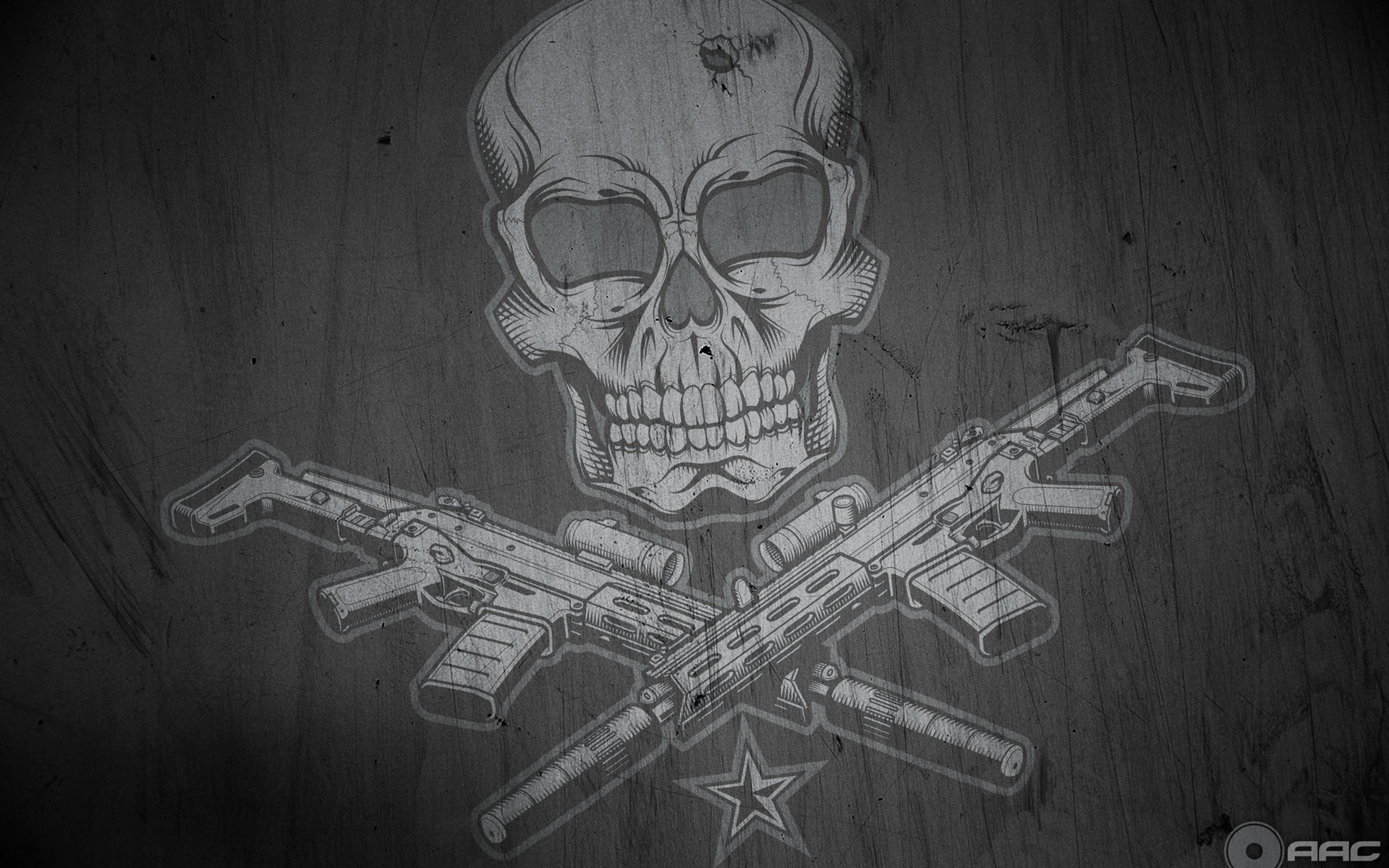 skulls, guns, weapons - desktop wallpaper
