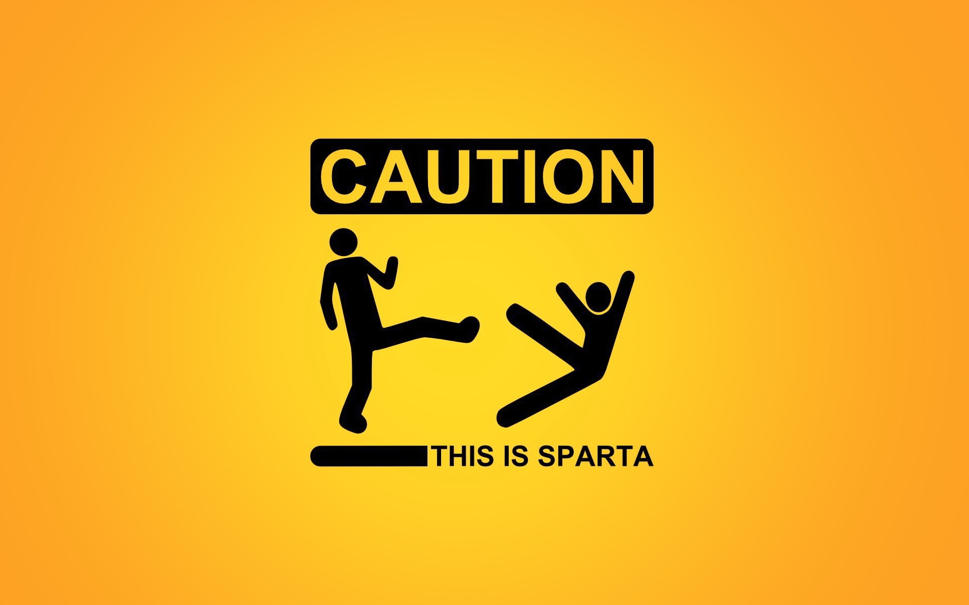 Sparta, funny, warning, caution, stick figures, awesomeness - desktop wallpaper
