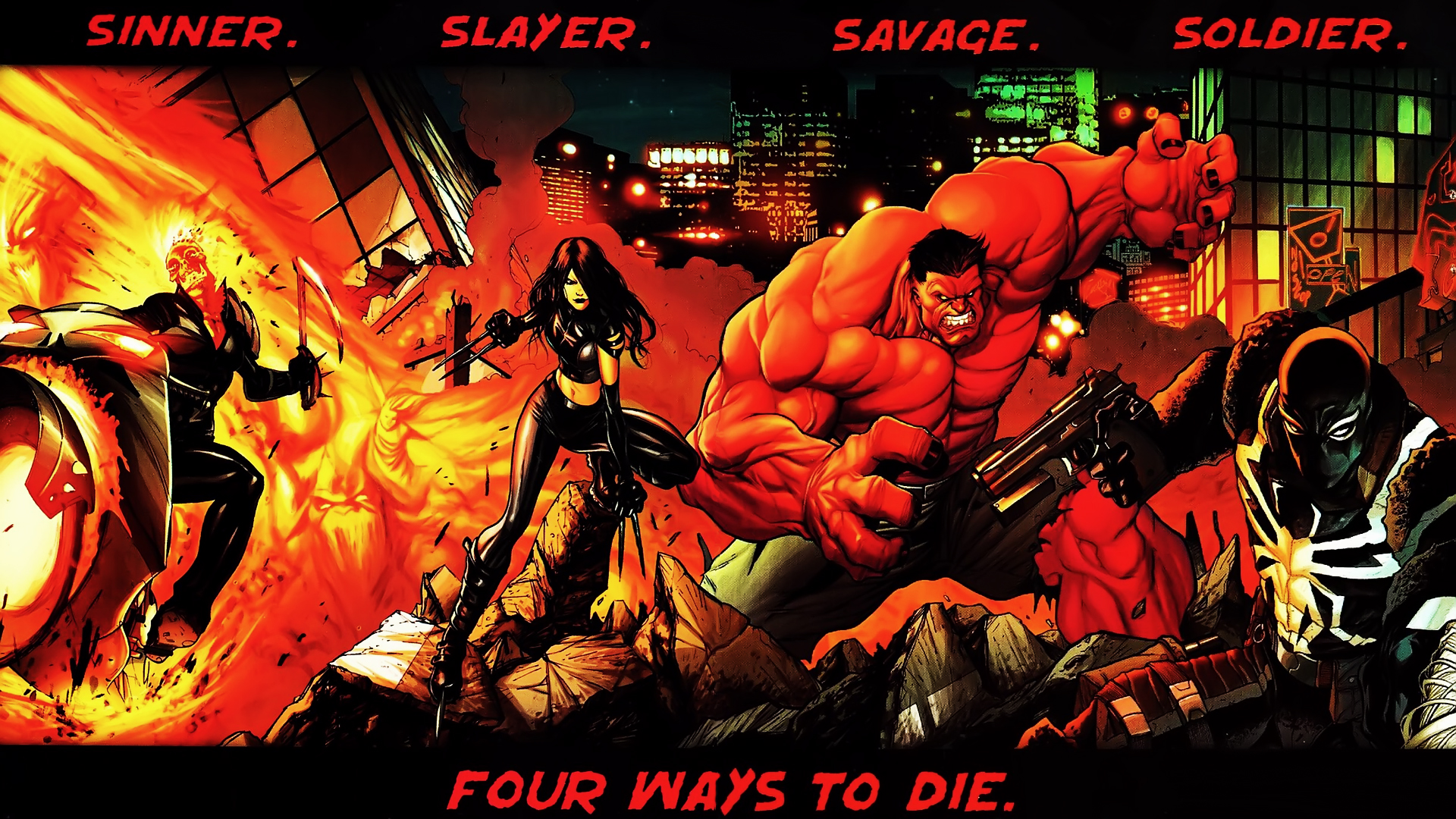 Hulk (comic character), Venom, Ghost Rider, Marvel Comics, Red Hulk, X-23 - desktop wallpaper