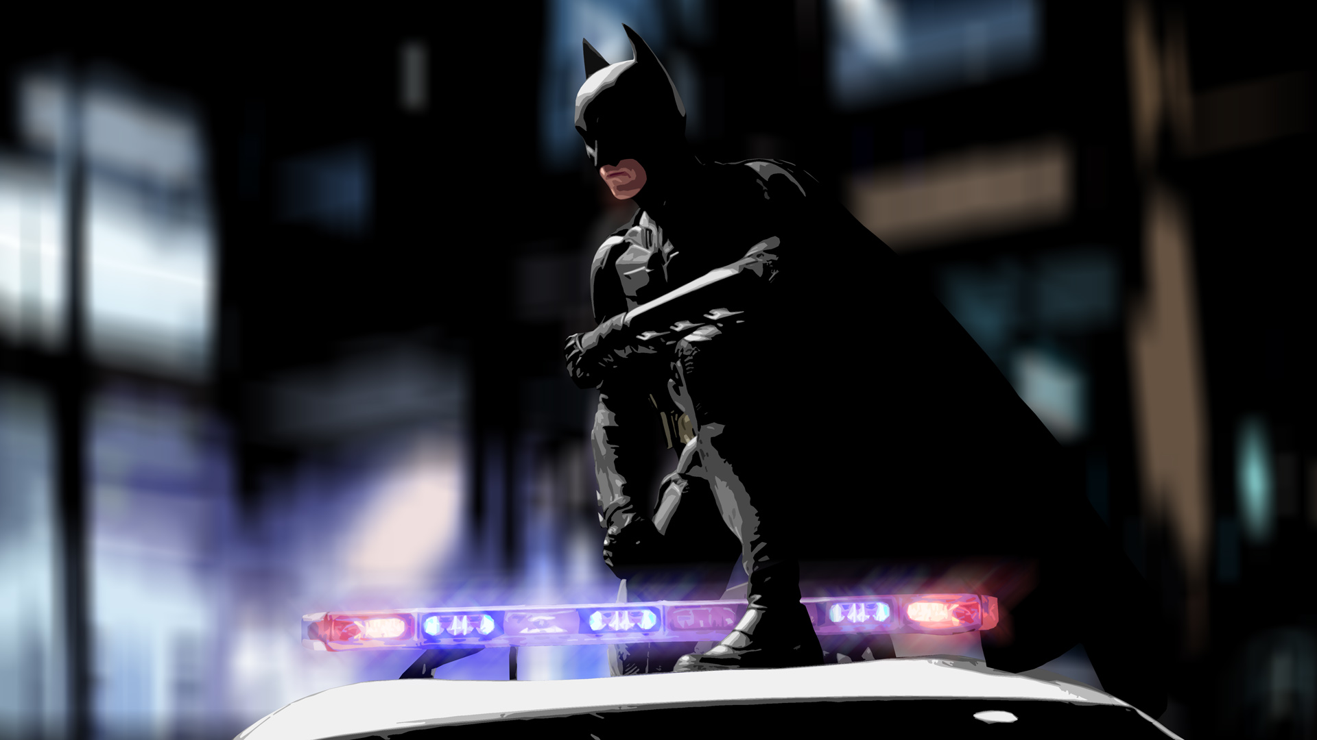 Batman, police cars, The Dark Knight - desktop wallpaper