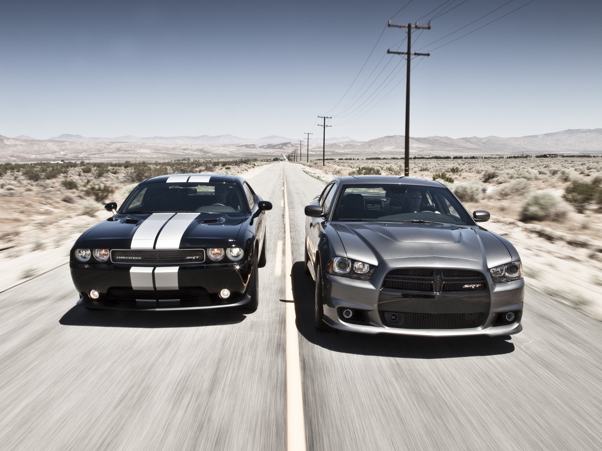 cars, muscle cars, Dodge Challenger, Dodge Charger, Dodge Challenger SRT8 - desktop wallpaper