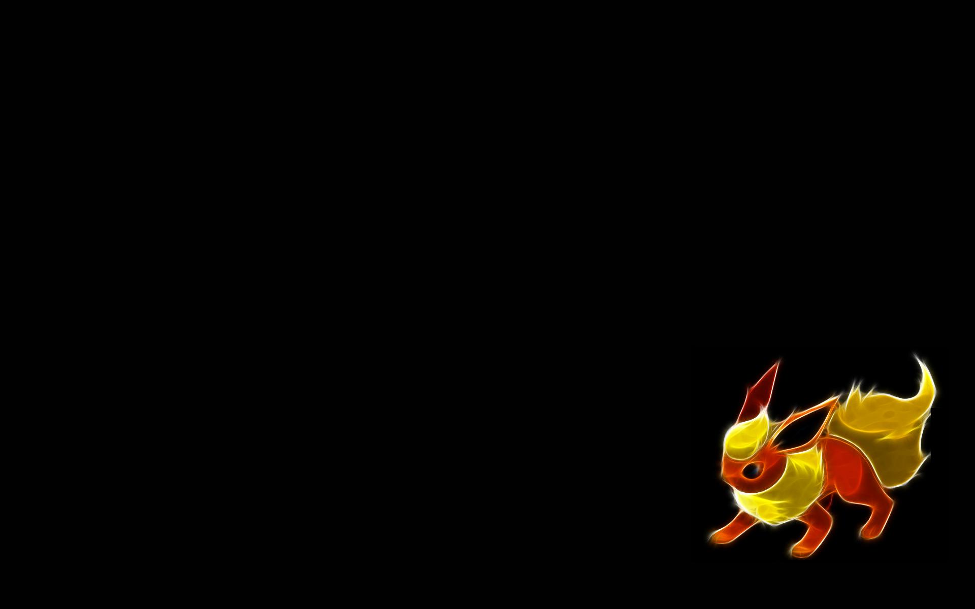 Pokemon, Flareon, black background - desktop wallpaper