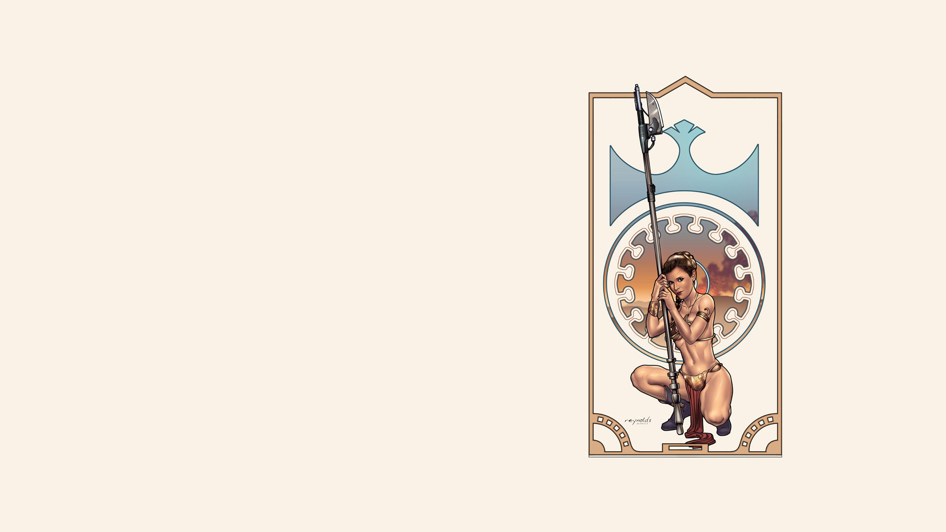 Star Wars, bikini, Leia Organa, artwork, simple background - desktop wallpaper