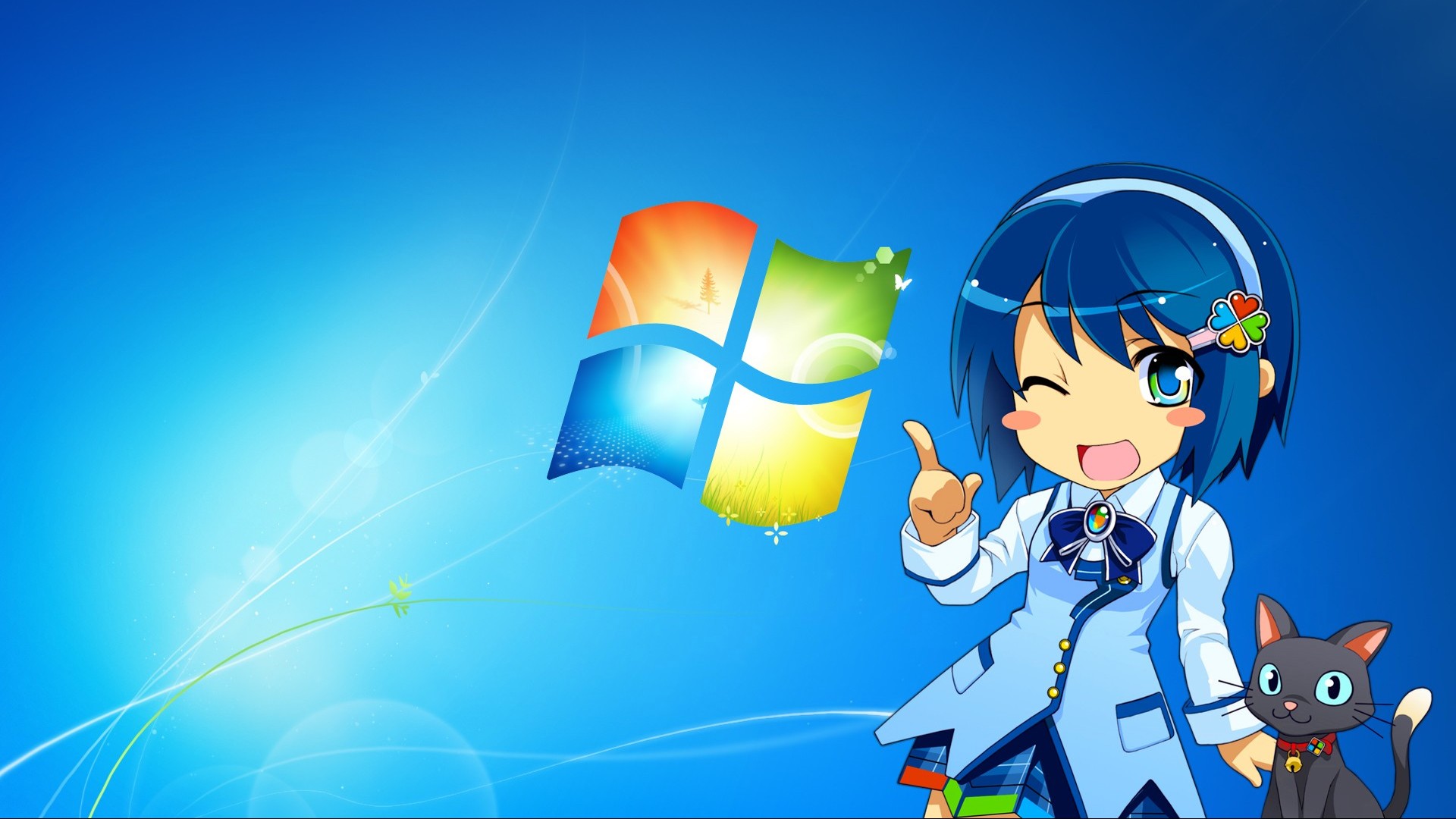 Windows 7, Madobe Nanami, Microsoft Windows, OS-tan, anime girls - desktop wallpaper