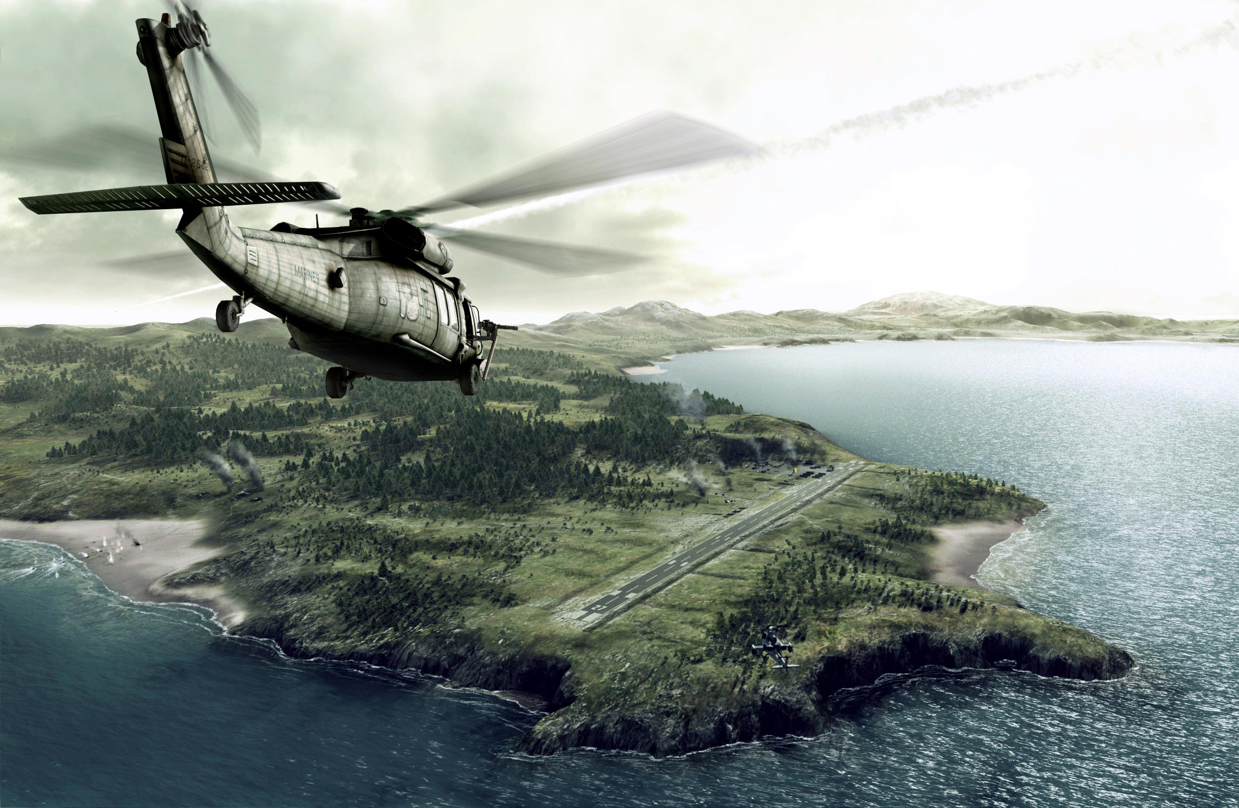 aircraft, military, helicopters, vehicles, UH-60 Black Hawk, sea - desktop wallpaper