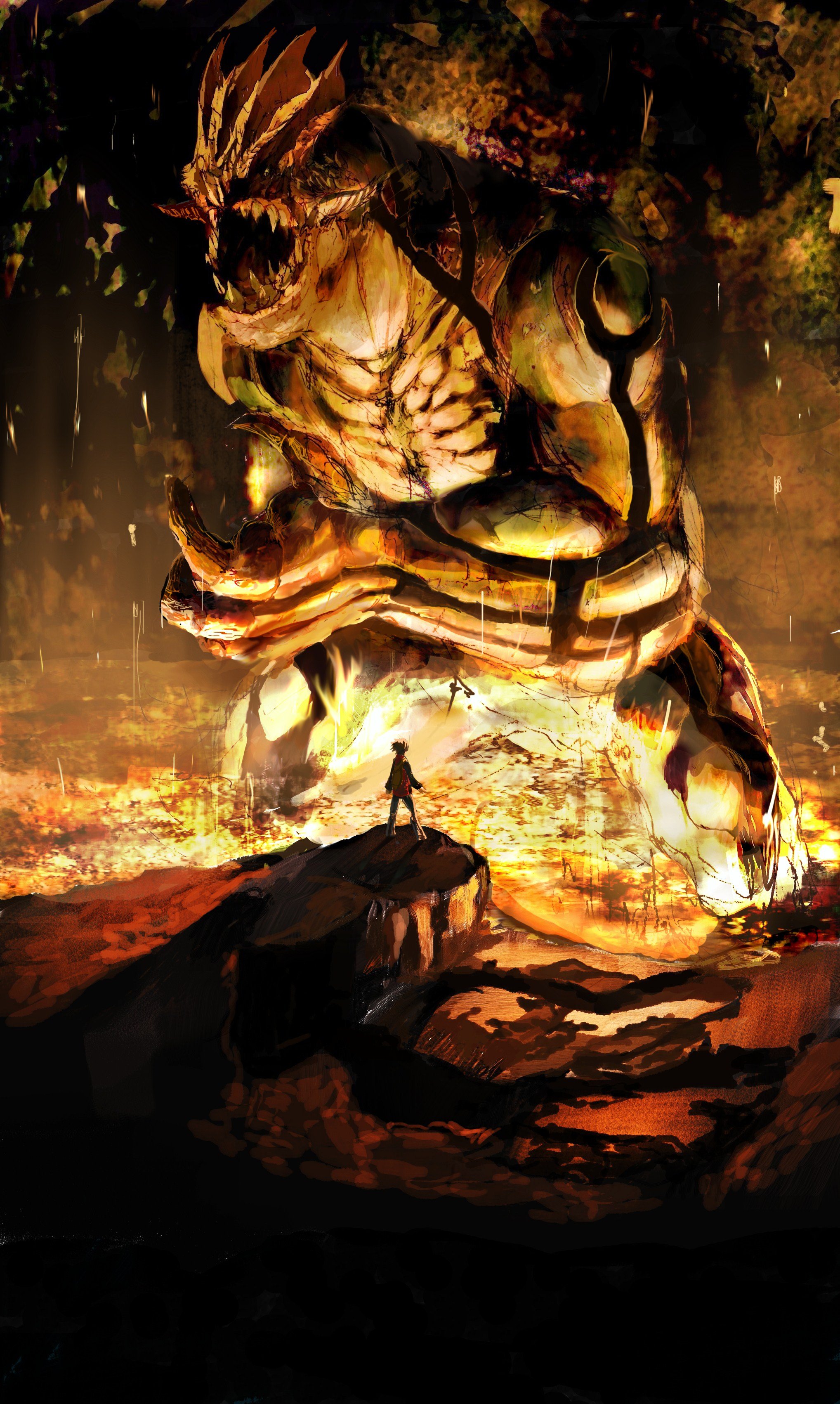 Pokemon, human, giant, Groudon - desktop wallpaper