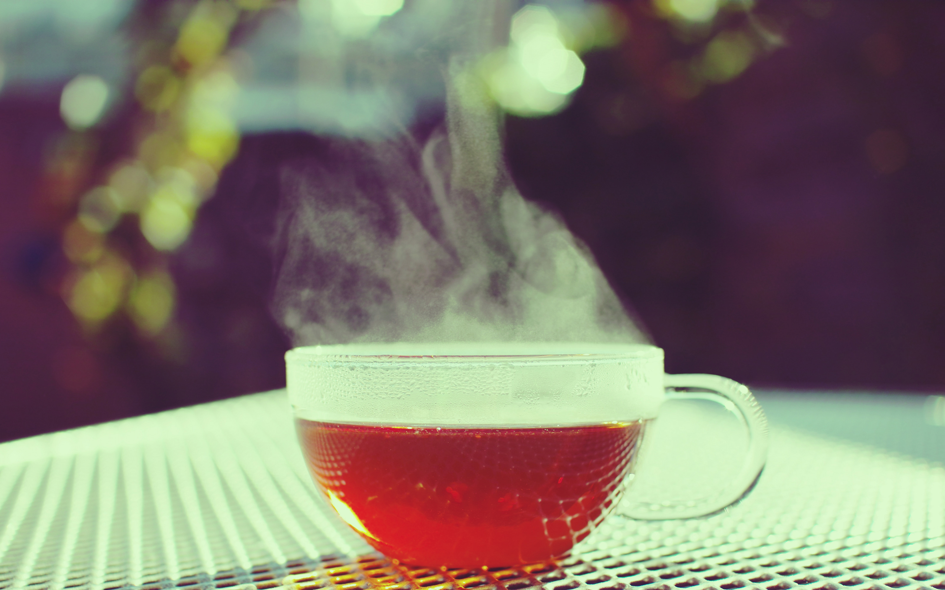 steam, red, tea, glass, drinks - desktop wallpaper