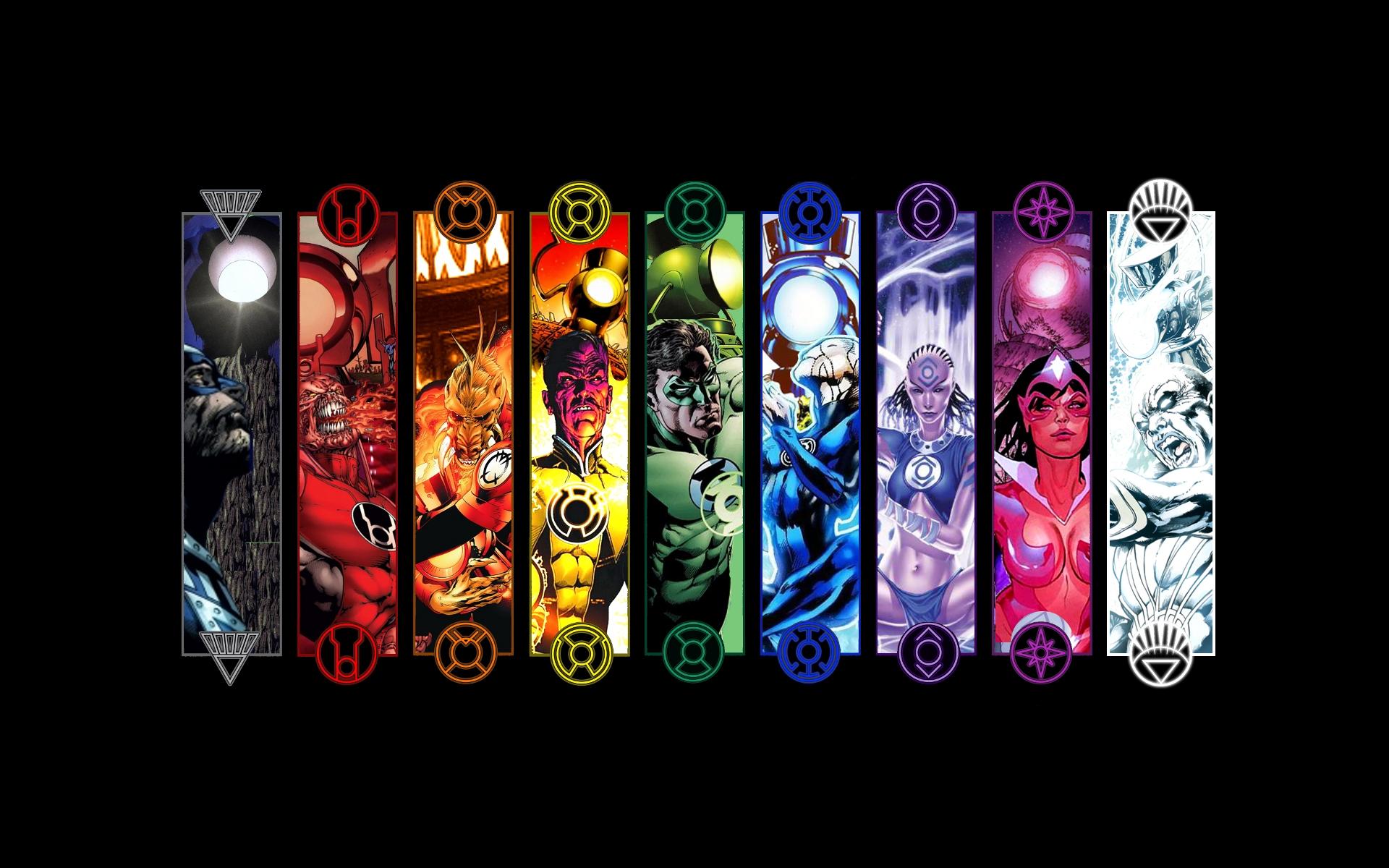 Green Lantern, DC Comics, Sinestro Corps, White Lantern, Hal Jordan, Agent Orange, Atrocitus, Red Lantern Corps, Blue Lantern, Indigo Tribe, Black Lantern Corps, Black Hand, Saint Walker - desktop wallpaper