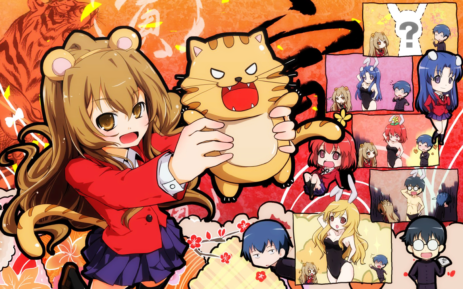 Aisaka Taiga, Kitamura Yuusaku, Kushieda Minori, Toradora, Kawashima Ami, Takasu Ryuuji, Takasu Yasuko, Palmtop Tiger - desktop wallpaper