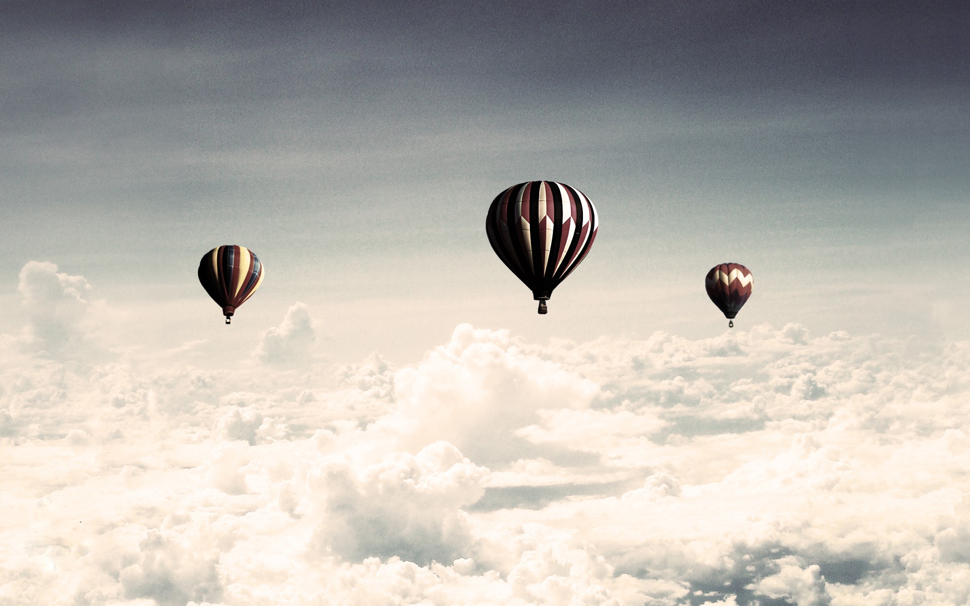 clouds, hot air balloons - desktop wallpaper