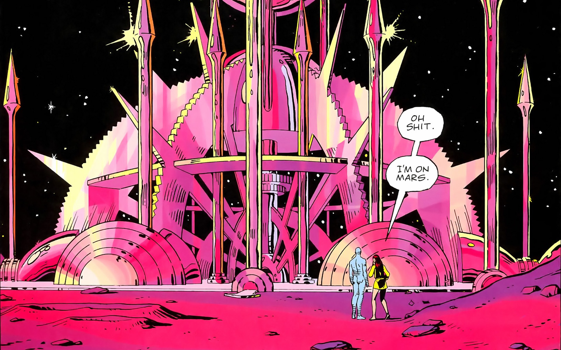 Watchmen, comics, Mars, Silk Spectre, Dr. Manhattan - desktop wallpaper