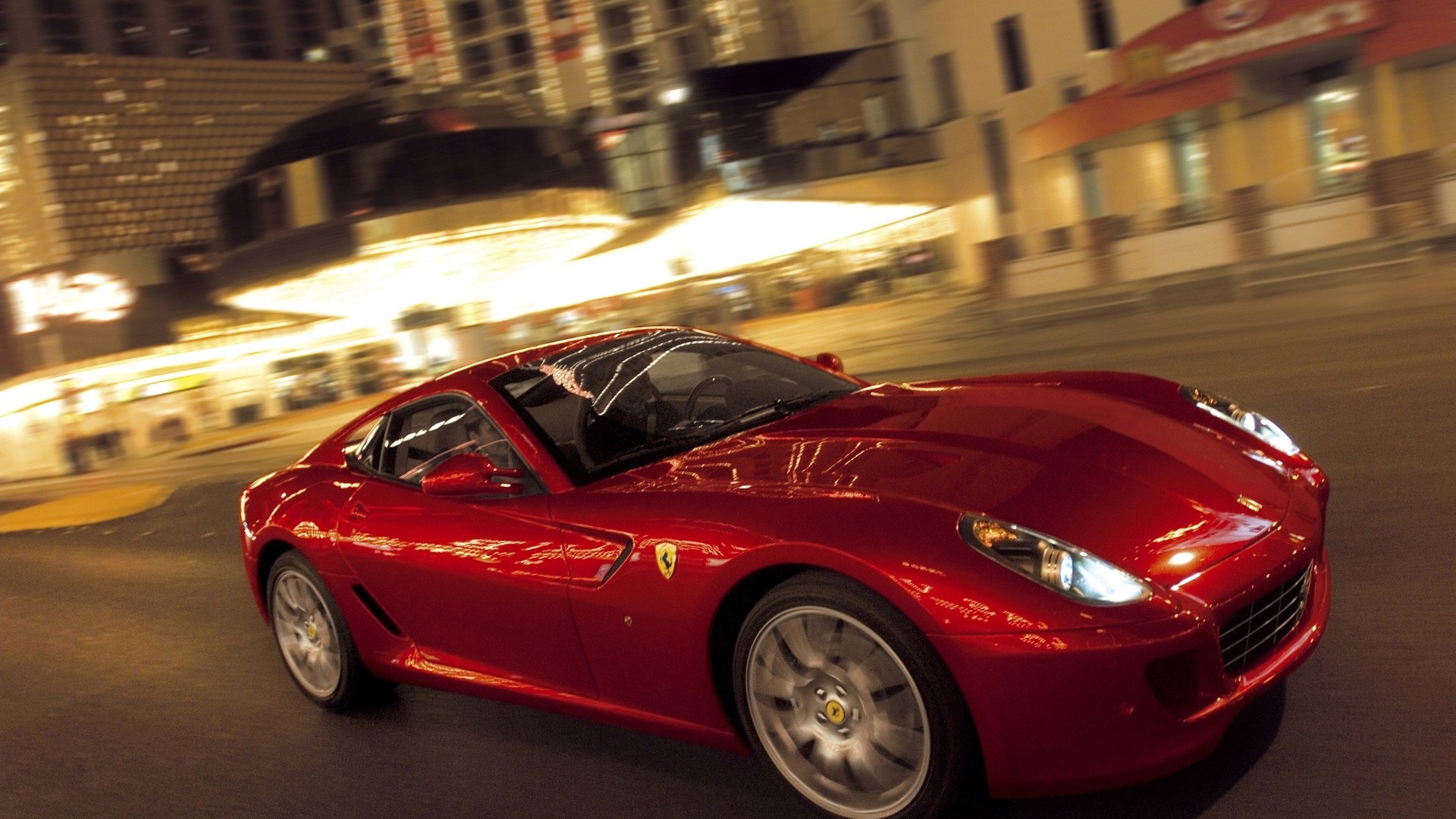 streets, red, cars, Ferrari, vehicles, Ferrari 599 GTB Fiorano - desktop wallpaper