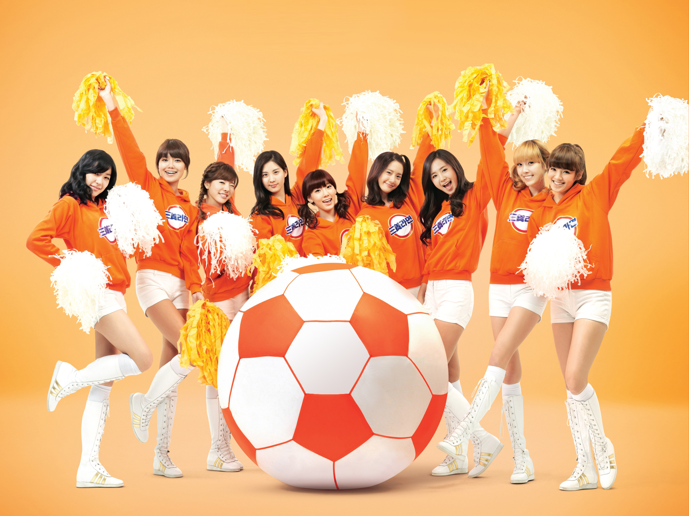 women, cosplay, Girls Generation SNSD, cheerleaders, soccer balls - desktop wallpaper