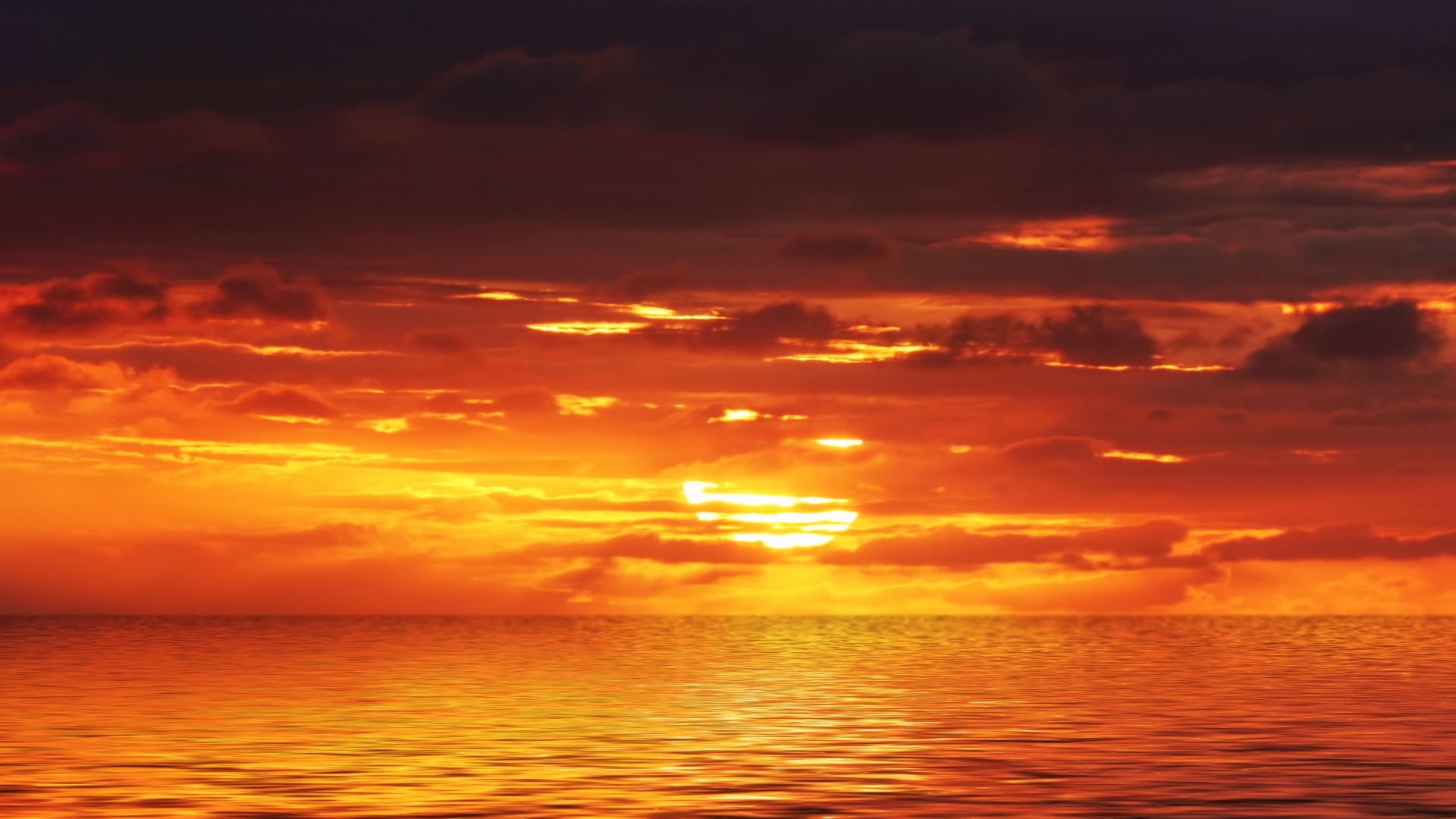 sunset, clouds, Sun, sea - desktop wallpaper