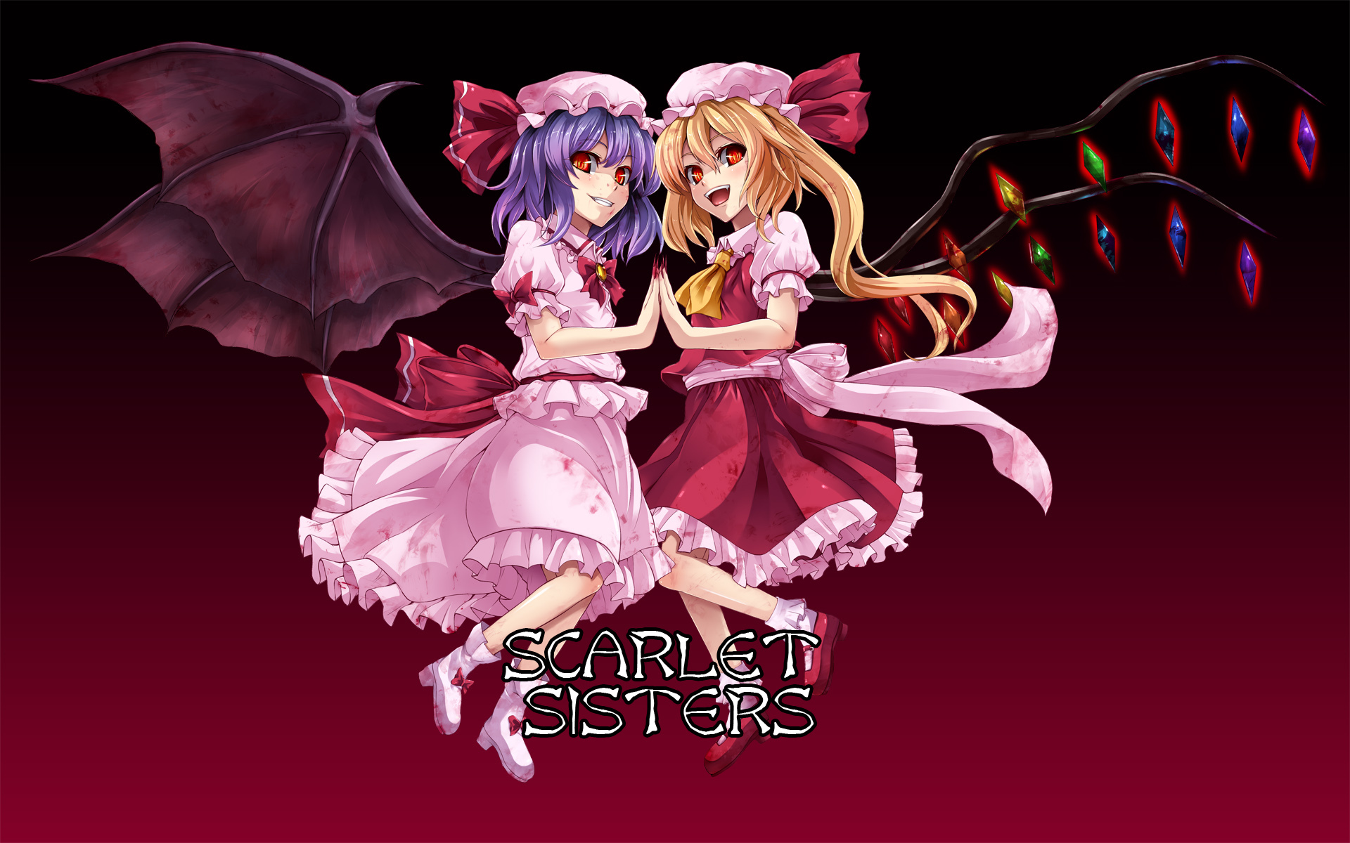 Touhou, vampires, Flandre Scarlet, Remilia Scarlet, Embodiment of Scarlet Devil, games - desktop wallpaper