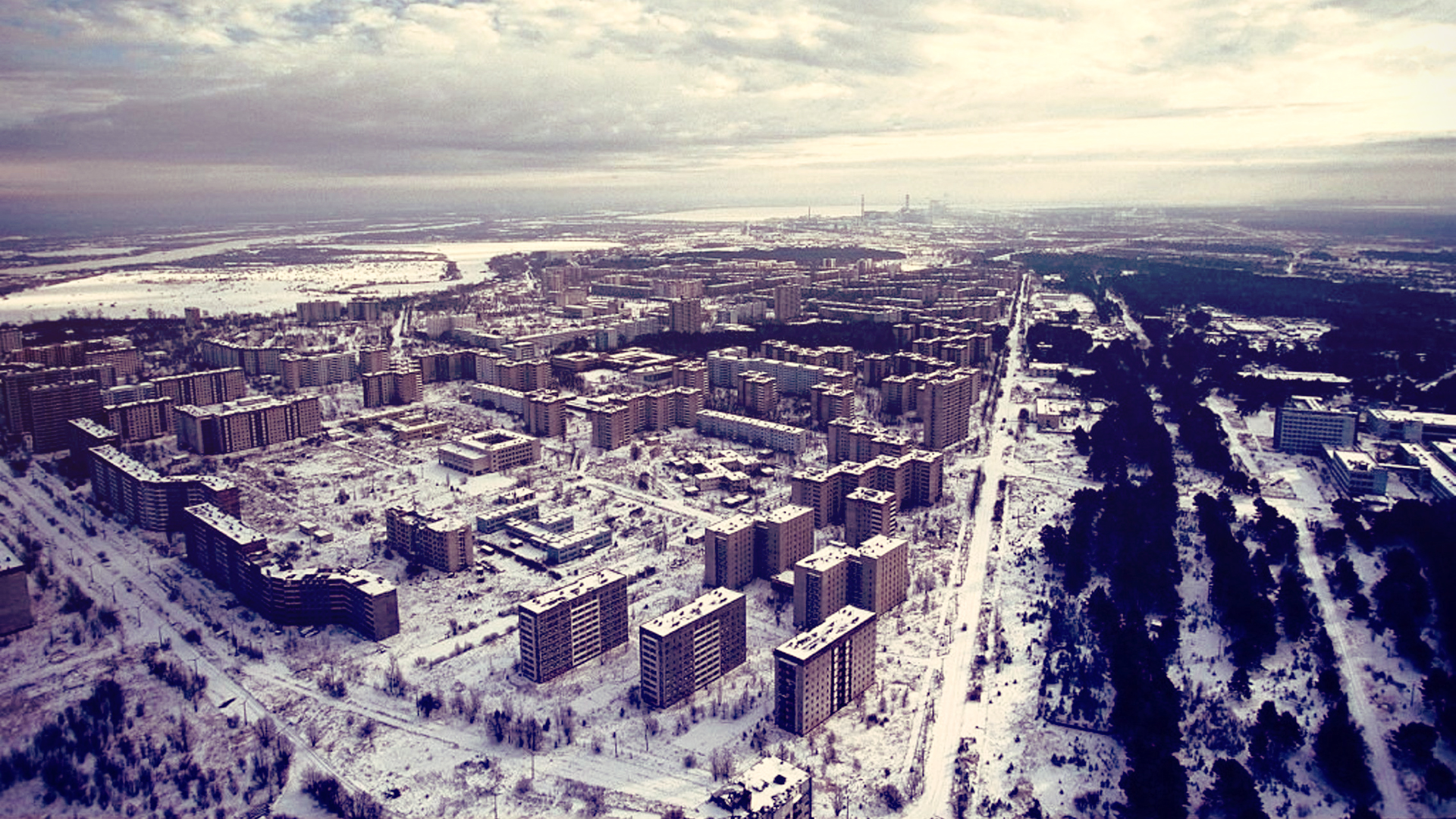 winter, snow, Pripyat, Chernobyl, abandoned city, cities - desktop wallpaper