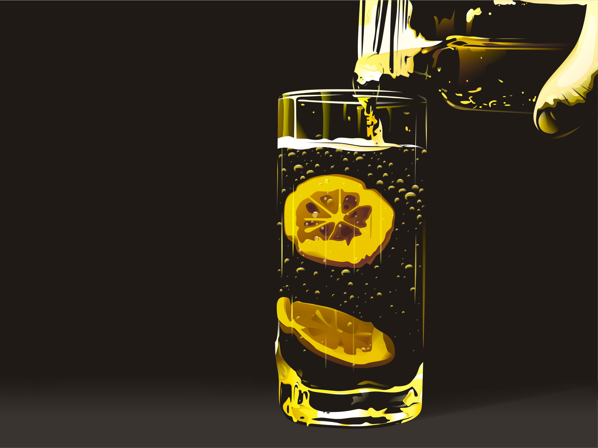 glass, hands, bubbles, artwork, drinks, lemonade, simple background, lemons - desktop wallpaper