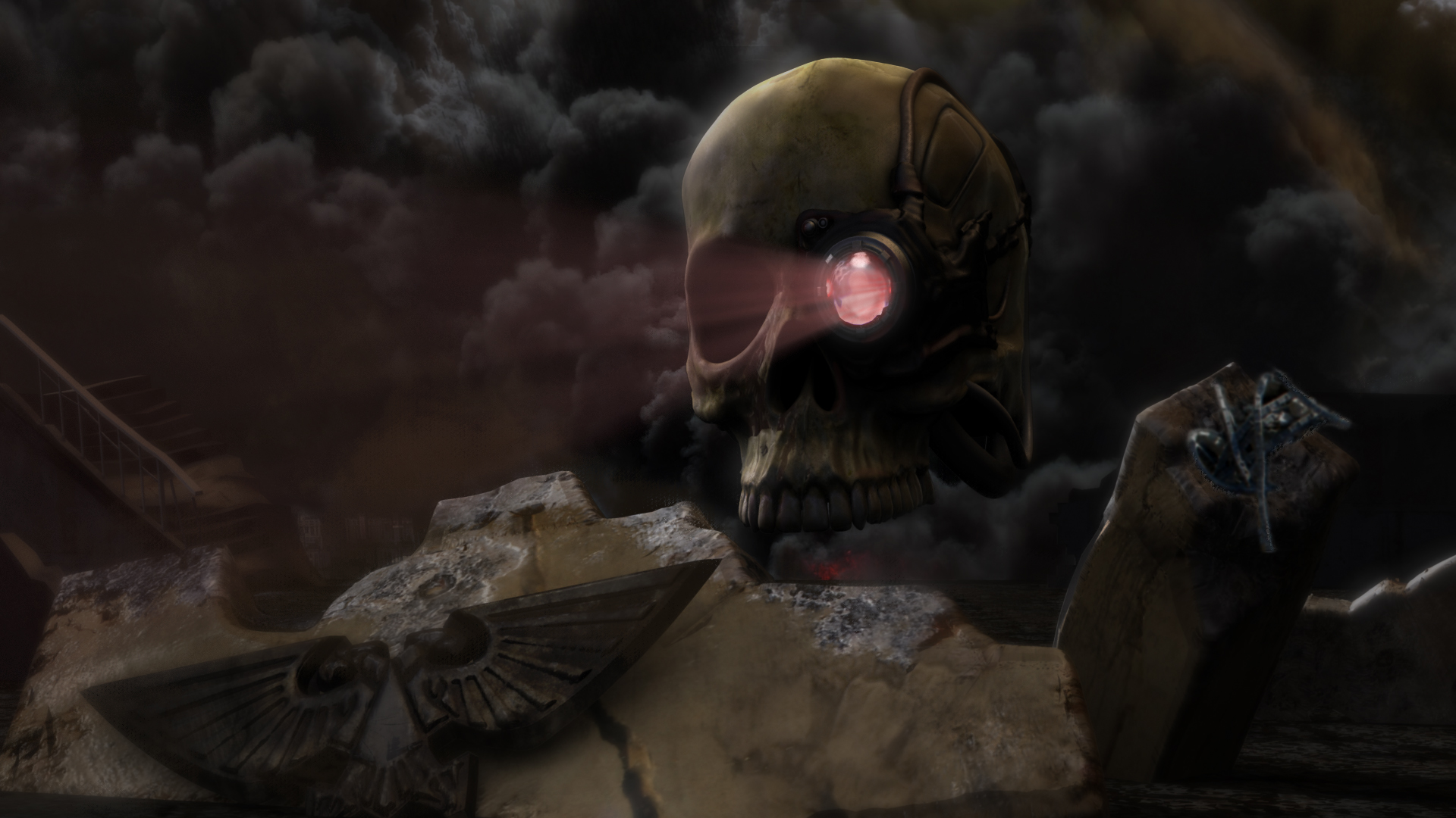 space marines, servo skull - desktop wallpaper