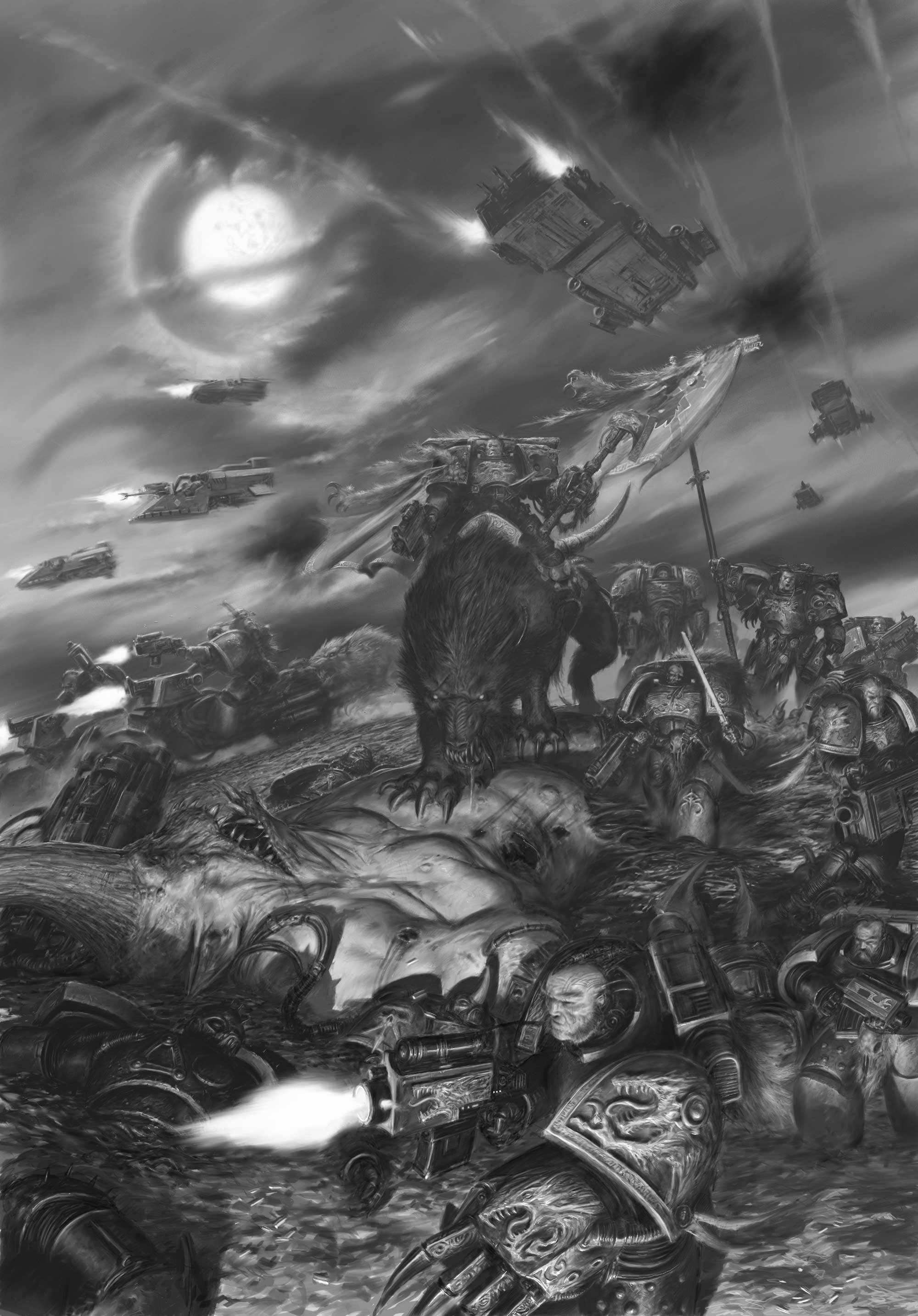 space marines, concept art, Adrian Smith, Space Wolf, Warhammer 40, 000 - desktop wallpaper