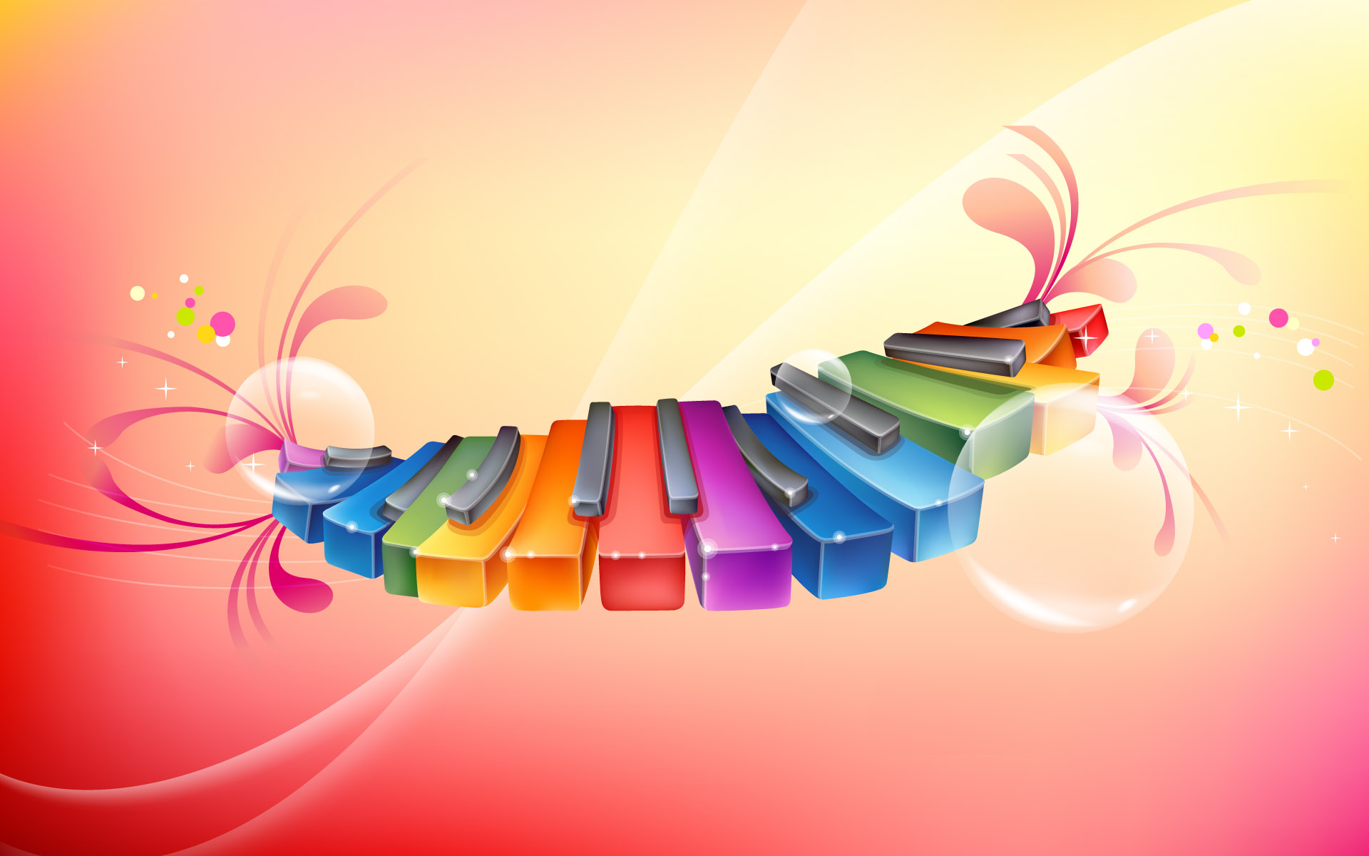 piano, spectrum, keys - desktop wallpaper