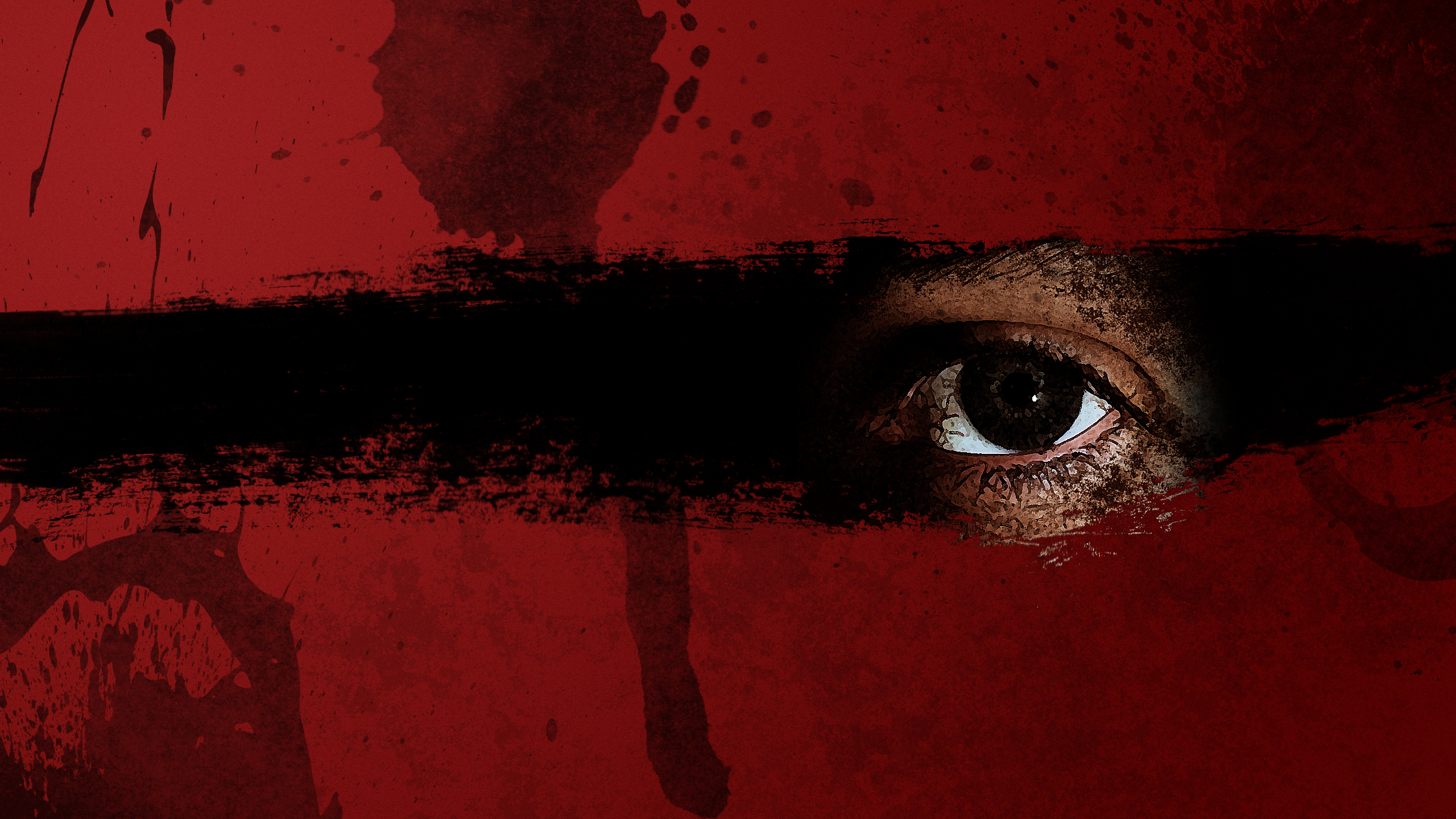 horror, eyes, blood splatters, artwork - desktop wallpaper