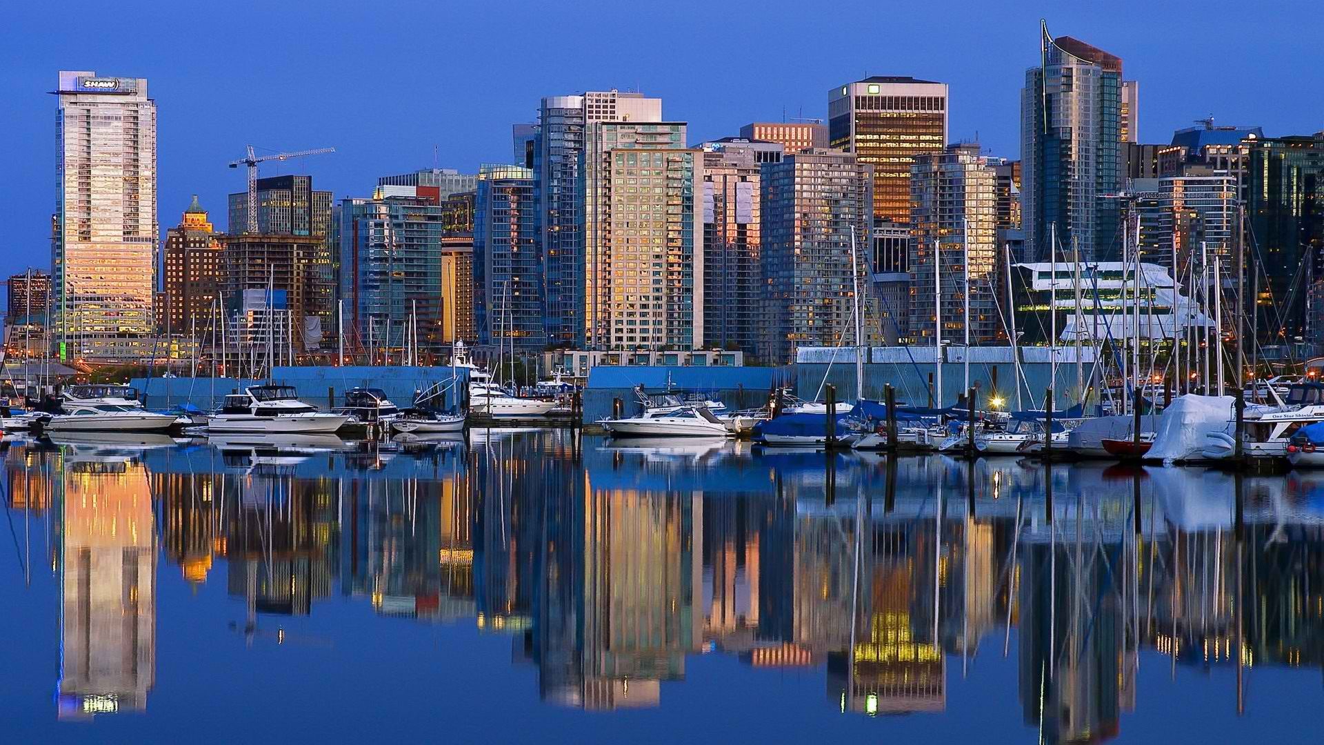 skylines, downtown, Vancouver, British Columbia, harbours - desktop wallpaper