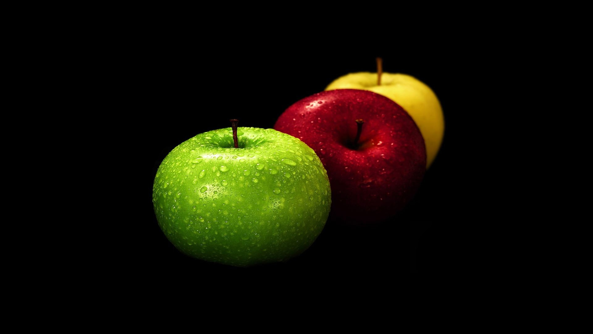 fruits, food, apples, black background - desktop wallpaper