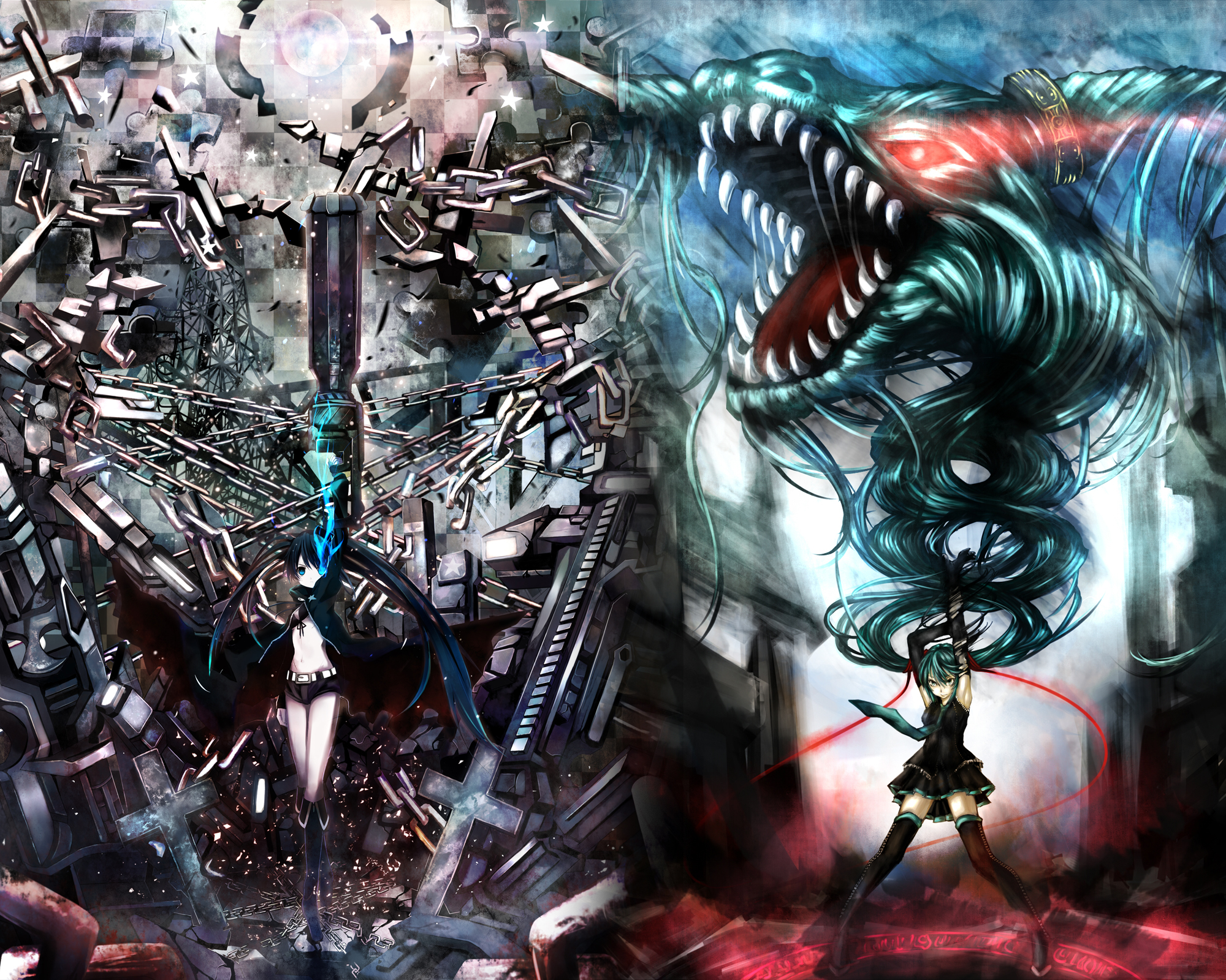 Vocaloid, Black Rock Shooter, Hatsune Miku - desktop wallpaper