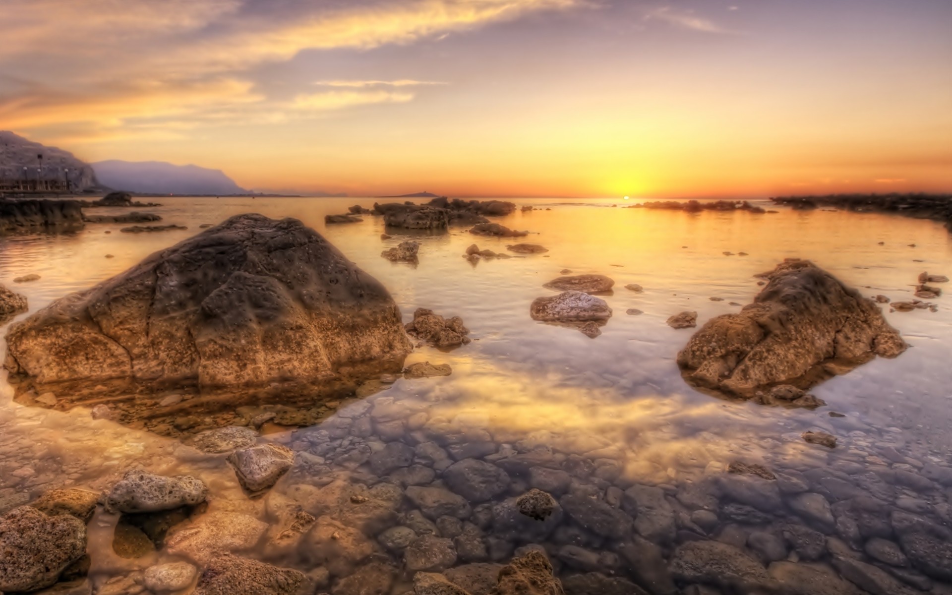 sunset, ocean, landscapes, nature, coast, rocks, sea - desktop wallpaper