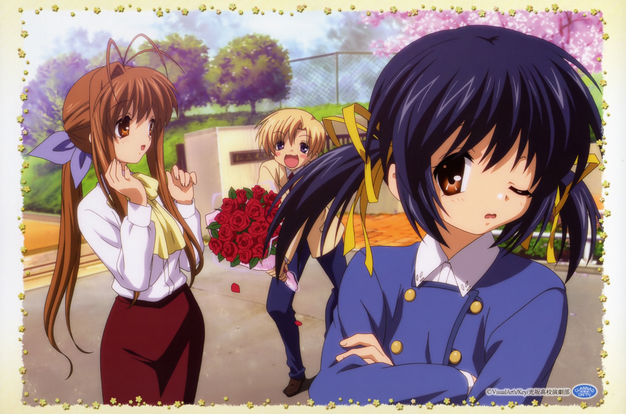 Clannad, Sunohara Mei, Sunohara Yohei, Furukawa Sanae, anime girls - desktop wallpaper