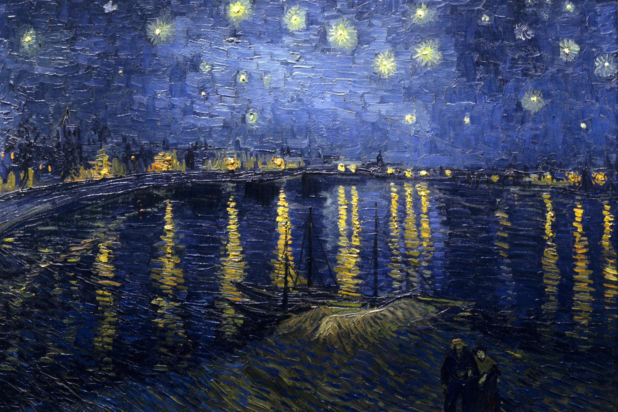 paintings, Vincent Van Gogh, Starry Night Over the Rhone - desktop wallpaper