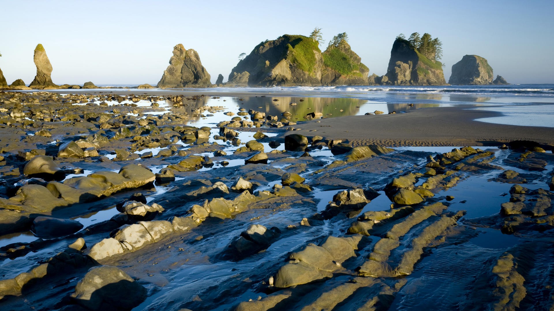 landscapes, point, rocks, National Park, Washington, beaches - desktop wallpaper