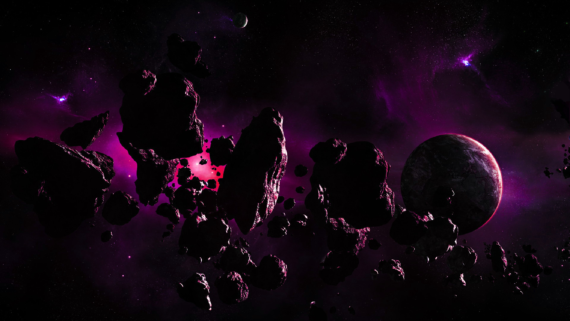 outer space, planets, astroid - desktop wallpaper