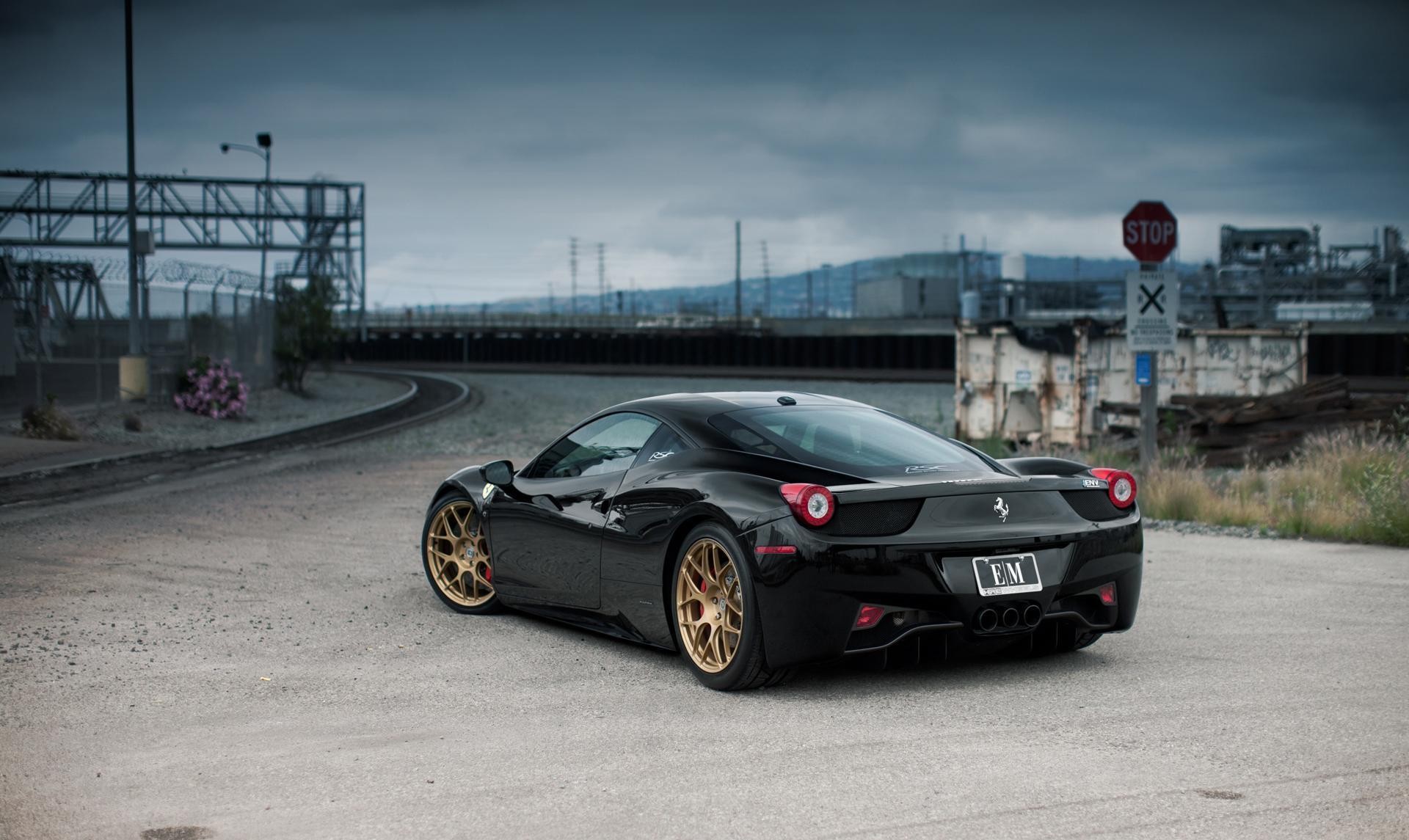 black, cars, supercars, Ferrari 458 Italia - desktop wallpaper
