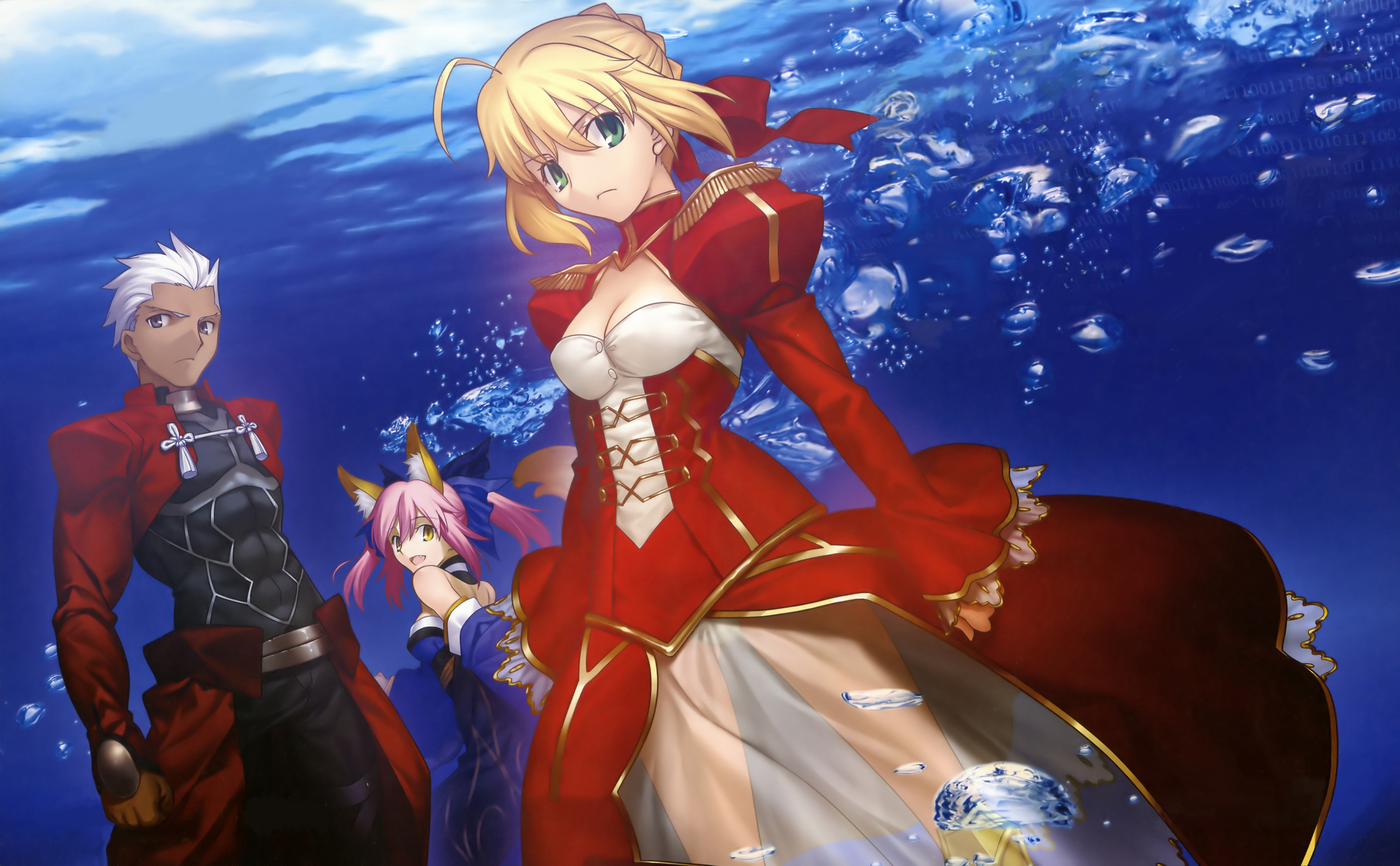 night, Saber, anime girls, Archer (Fate/Stay Night), Fate/EXTRA, Saber Extra, Fate series - desktop wallpaper